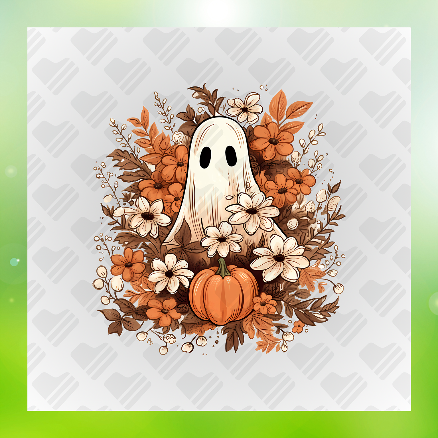 Fall Flower Ghost Transfer