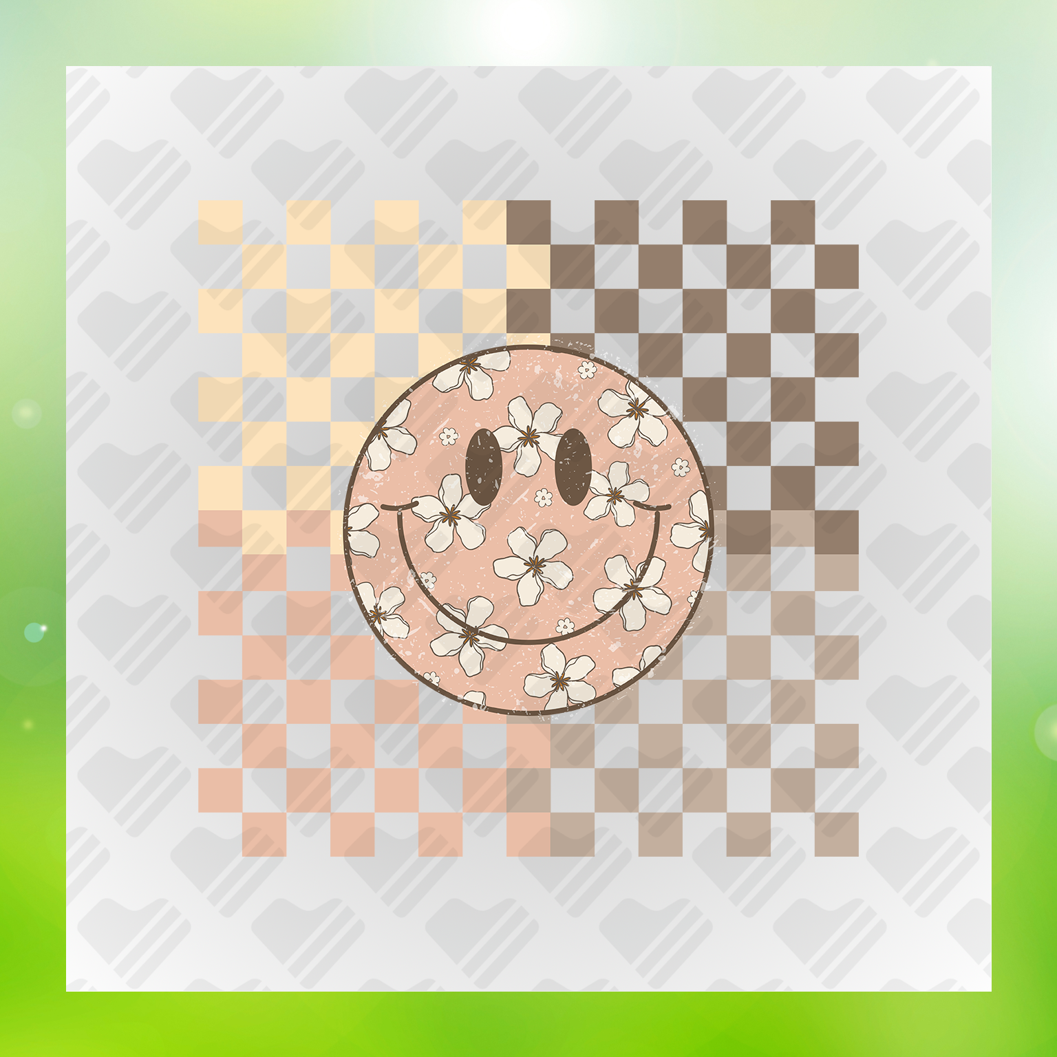 Checkered Floral Emoji Transfer