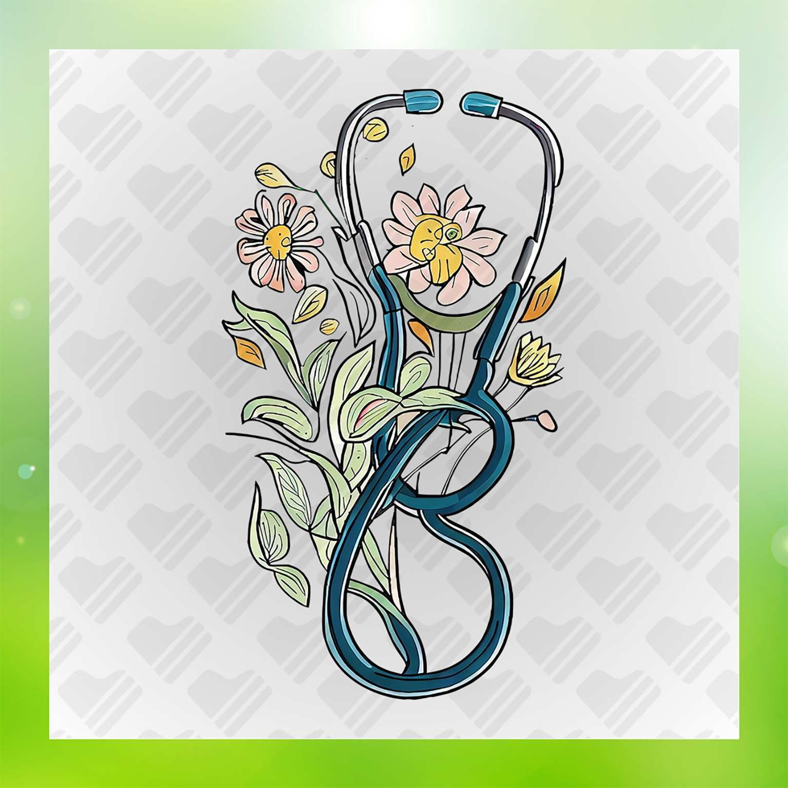Floral Stethoscope Art Transfer