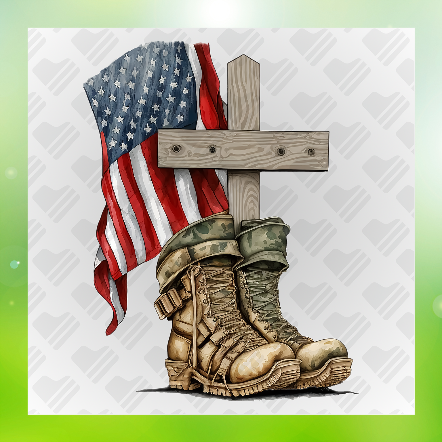 Merica Mustache Flag Design Transfer