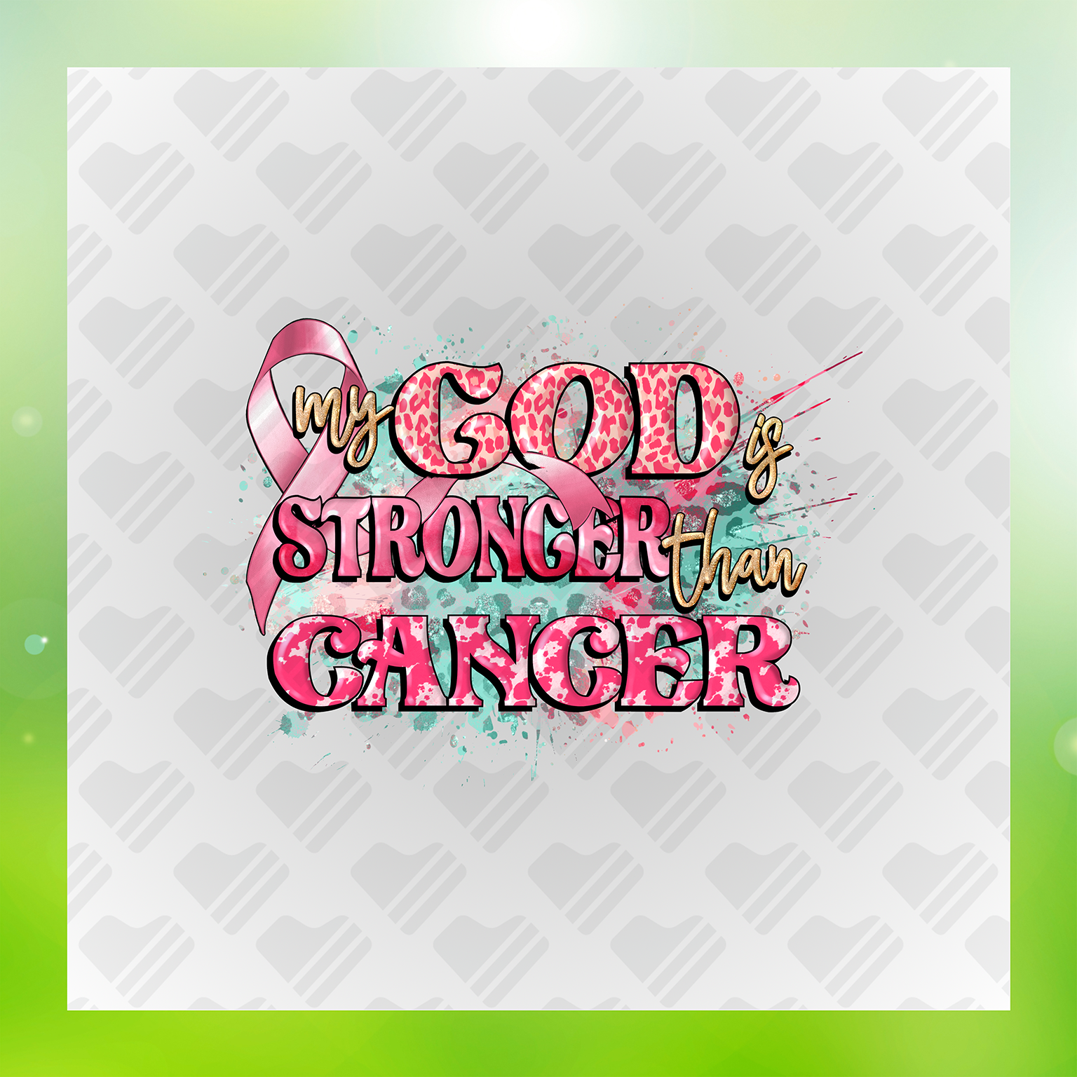 God Is Stronger, Faux Glitter Transfer