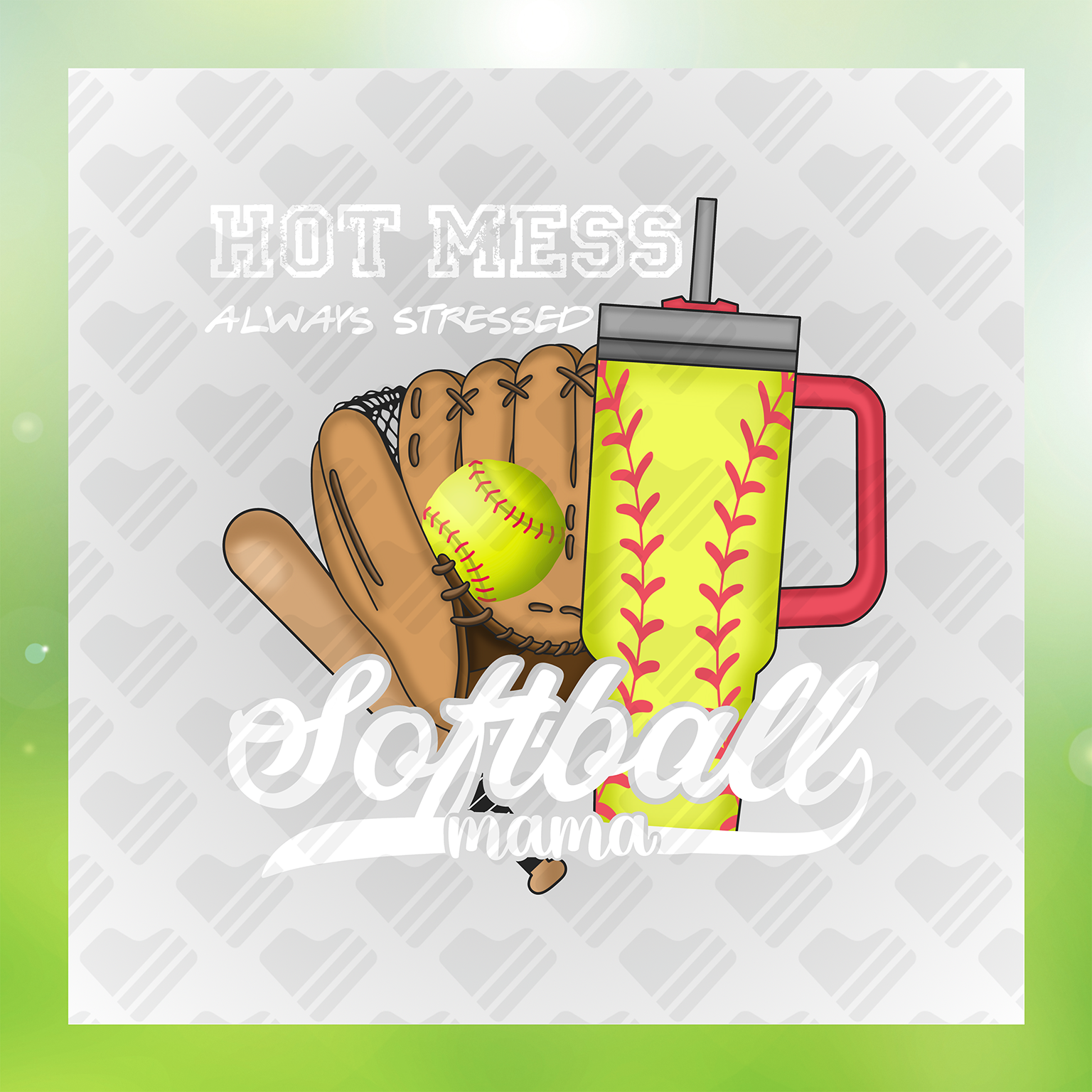 Sport Hot Mess Softball Mama Transfer