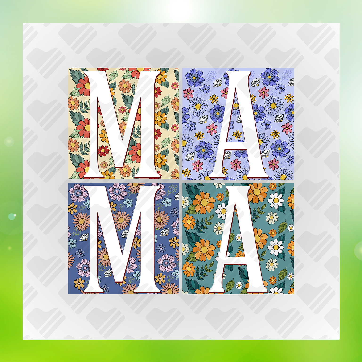 Mothers Day Floral Mama Transfer