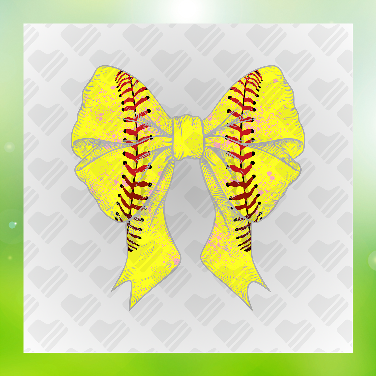 Yellow Baseball Bow Transfer