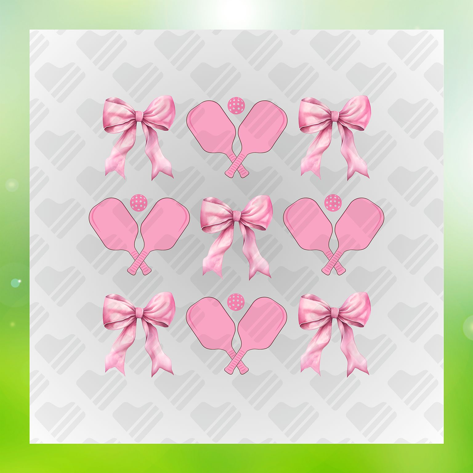 Pink Pickleball And Bows Transfer