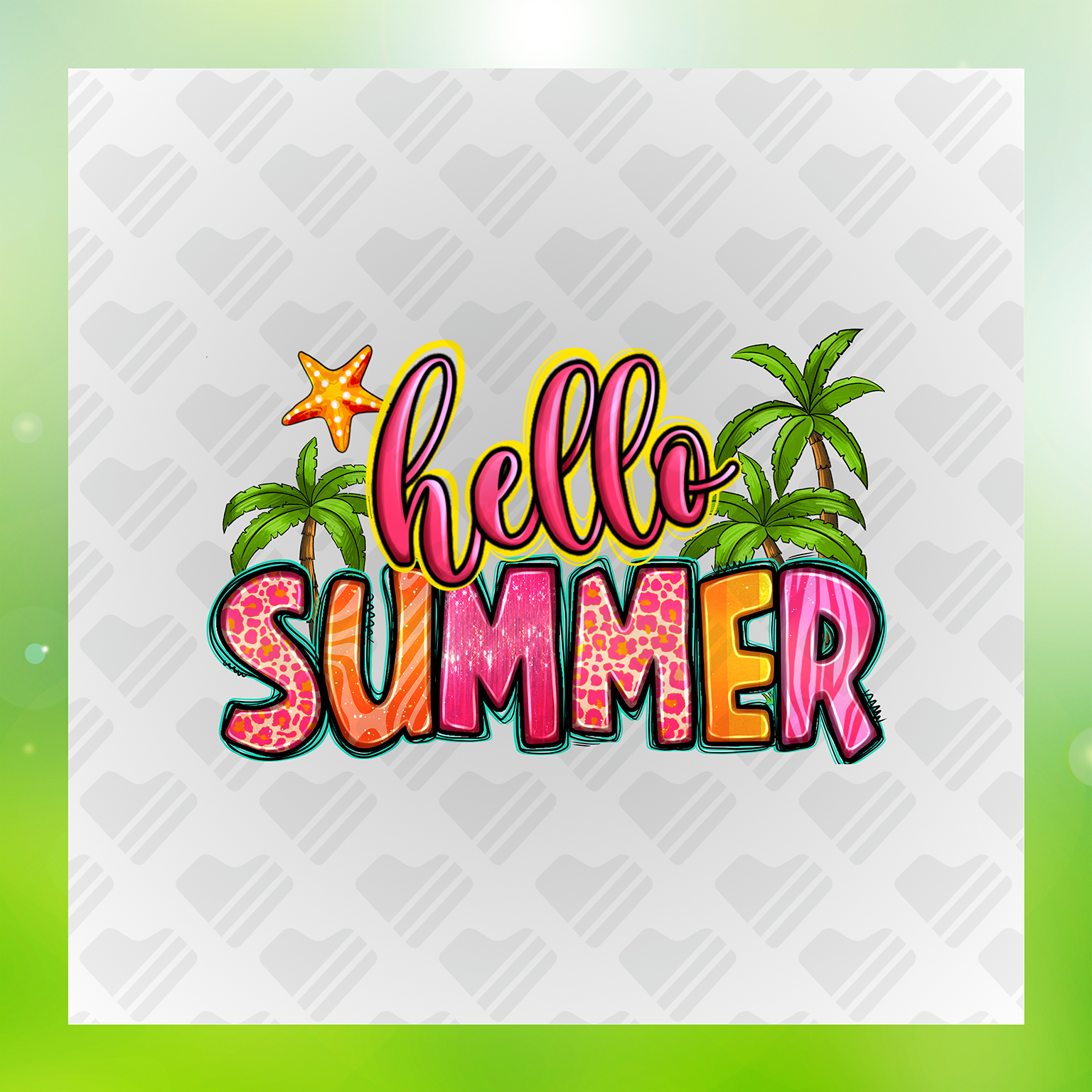 Hello Summer Gaux Glitter Transfer