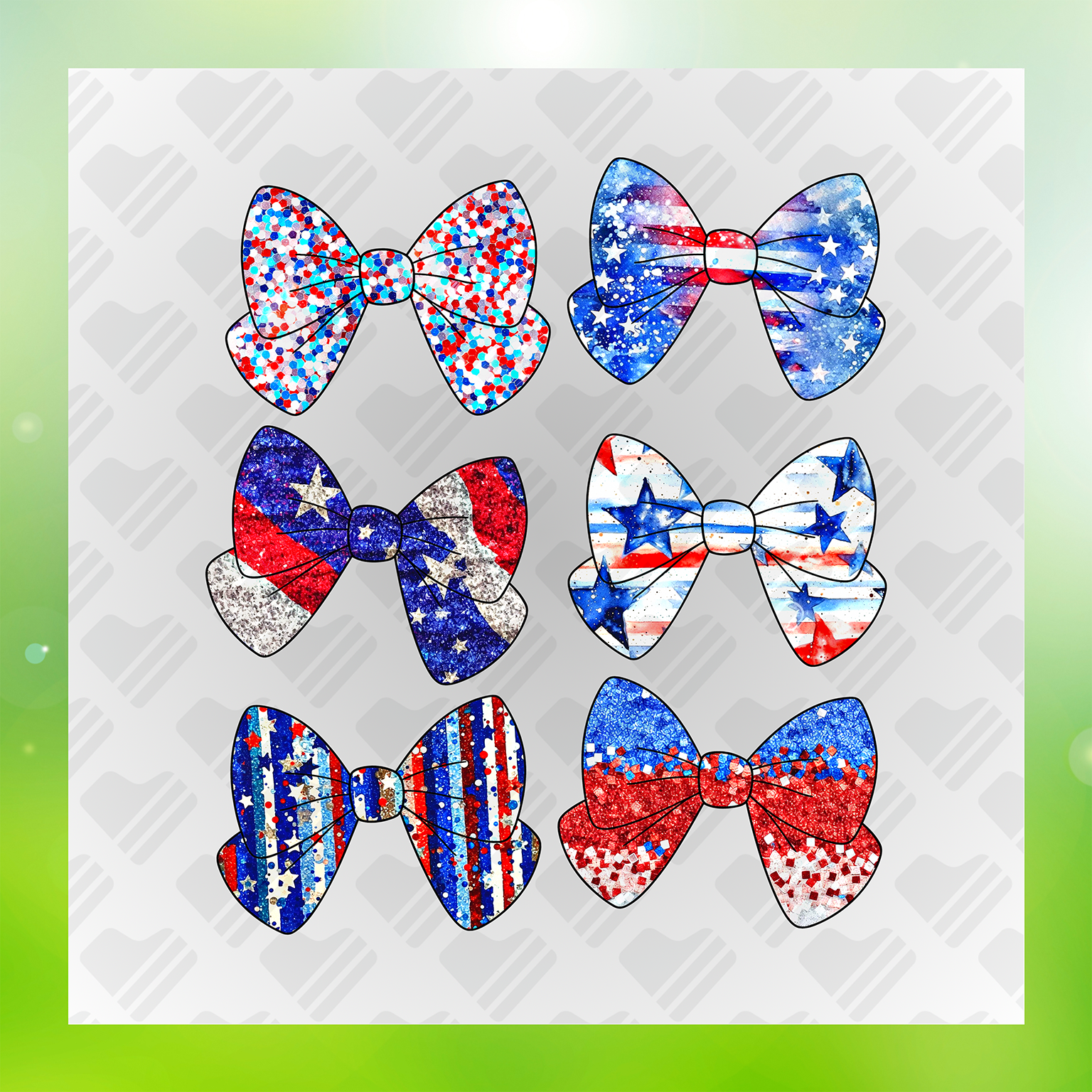 USA Assorted Bows Transfer