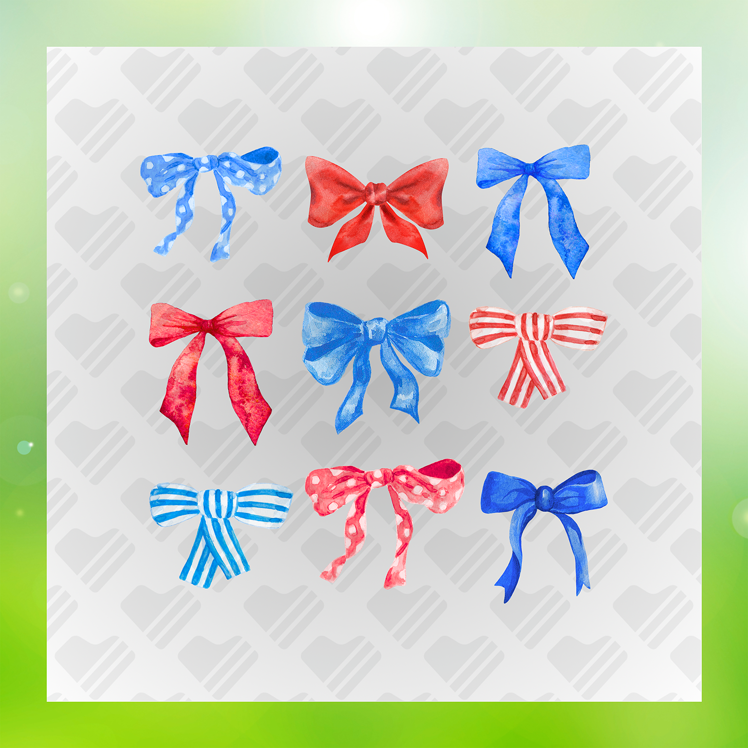 Red White And Blue Bows Transfer