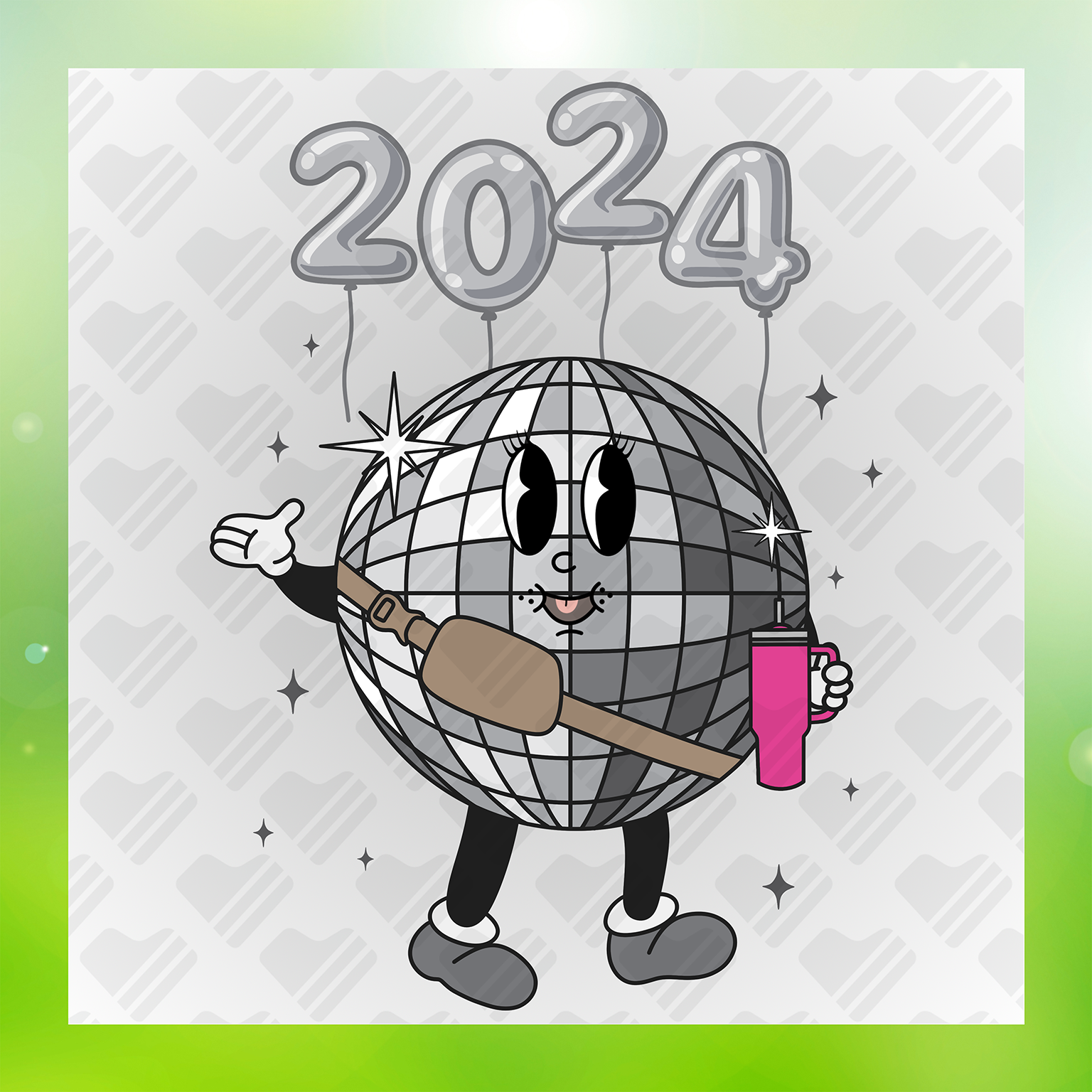 Colorful New Year Design Happy 2024 V2 Transfer