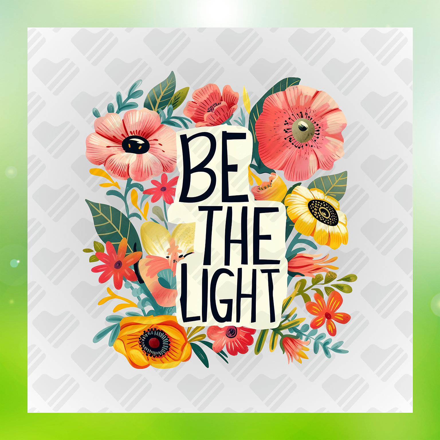 Floral Be The Light Transfer