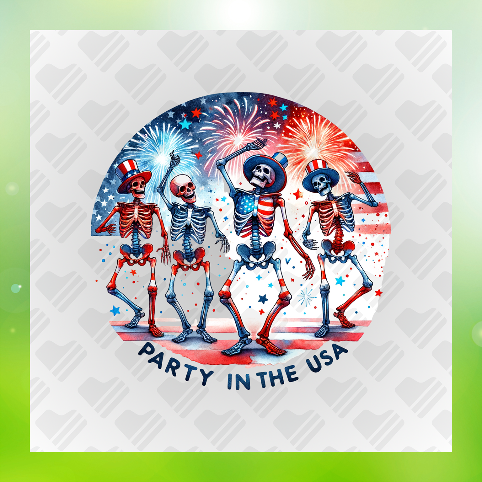 Festive Dancing Skeleton Transfer