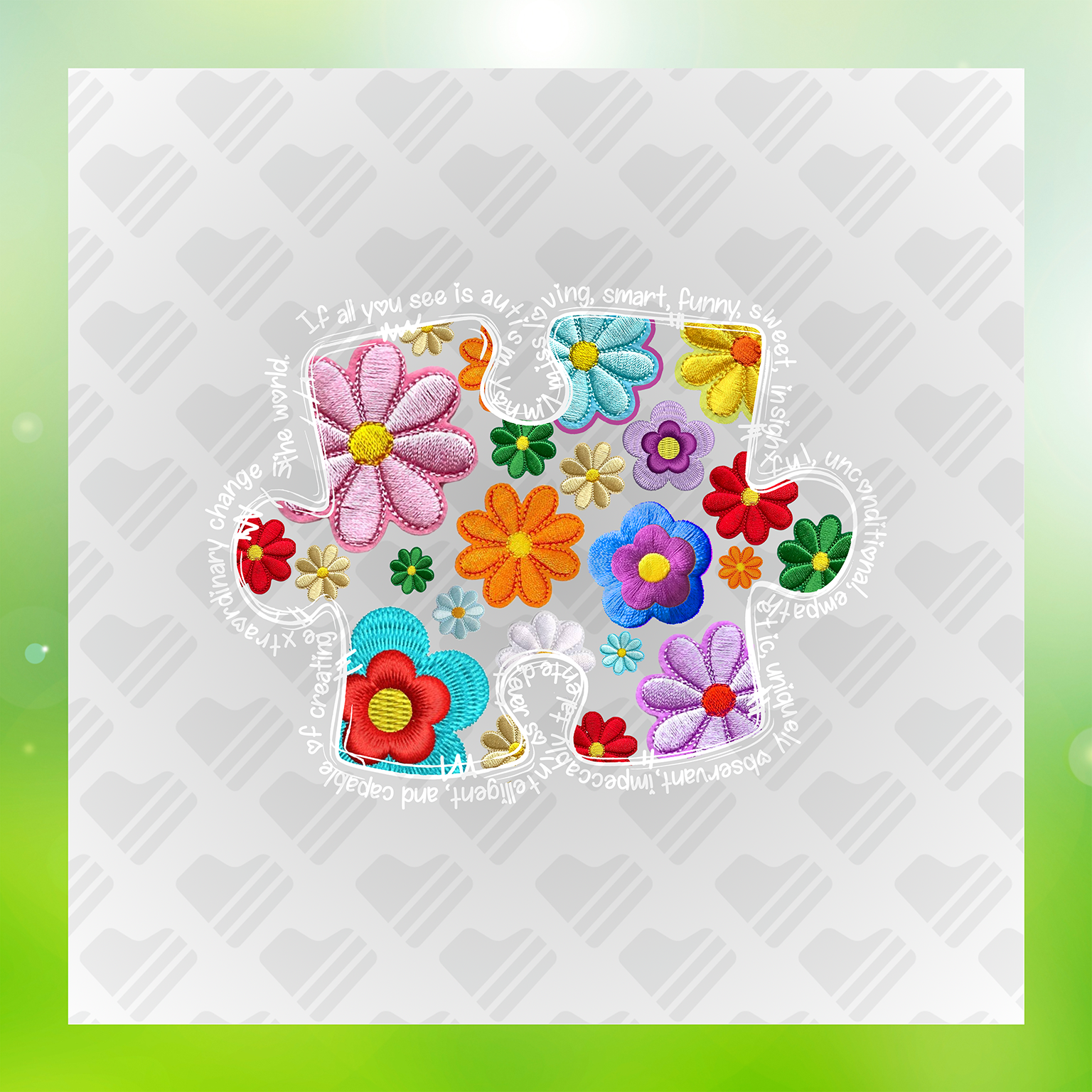 Floral Puzzle Piece DTF Transfer Transfer