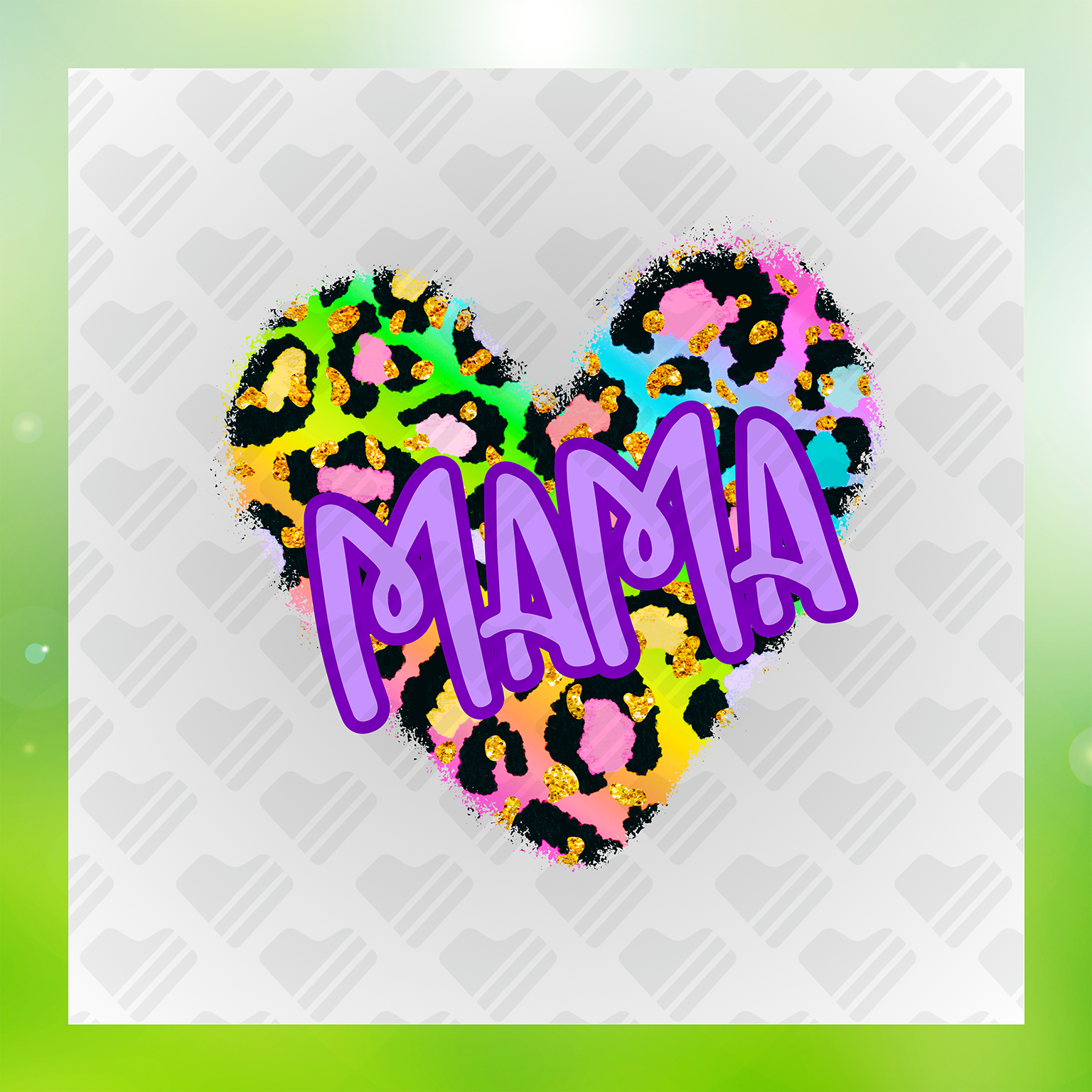 Mama, And Mama's Girl Leopard Print Hearts Transfer