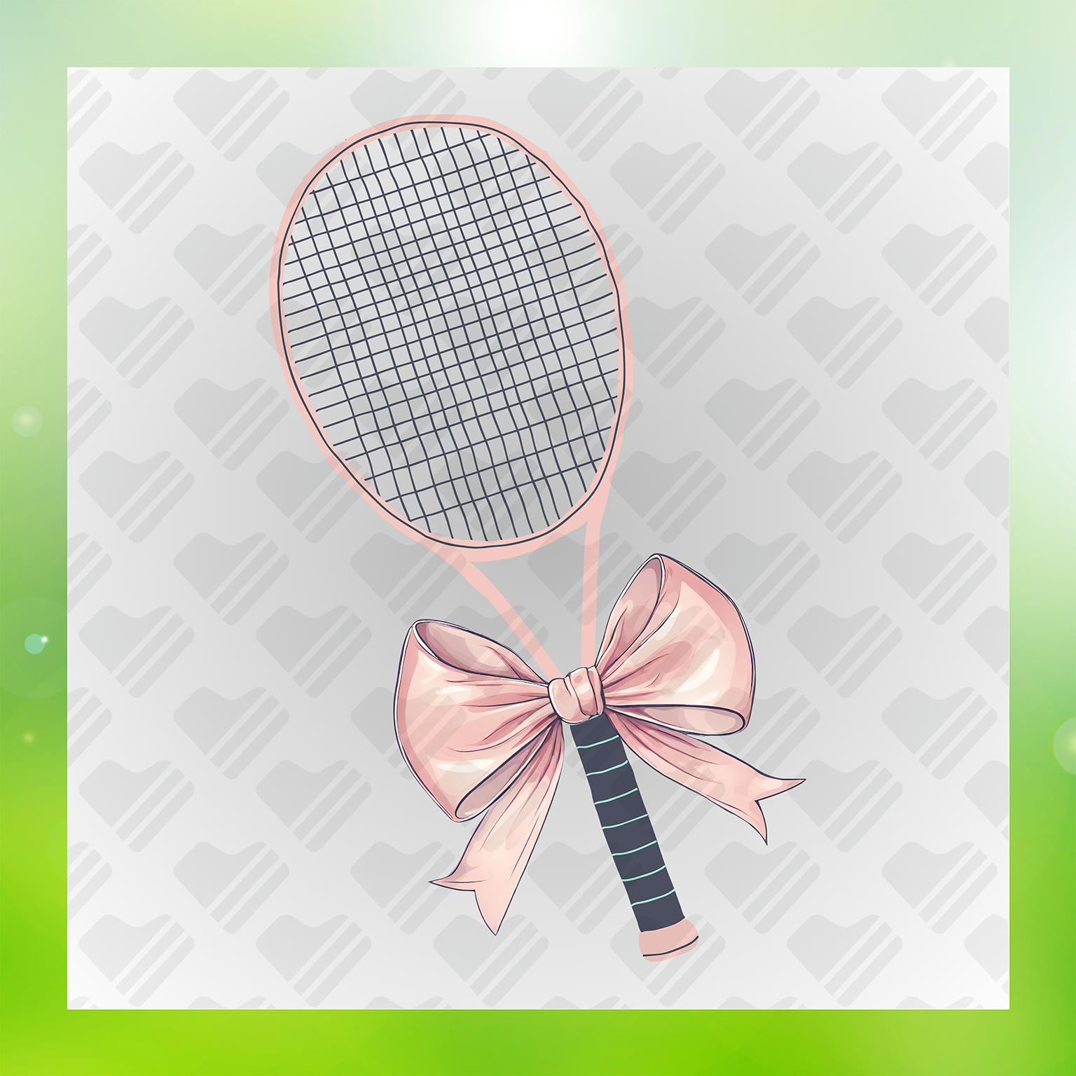 Pretty Pink Ribbon Tennis Racket Transfer