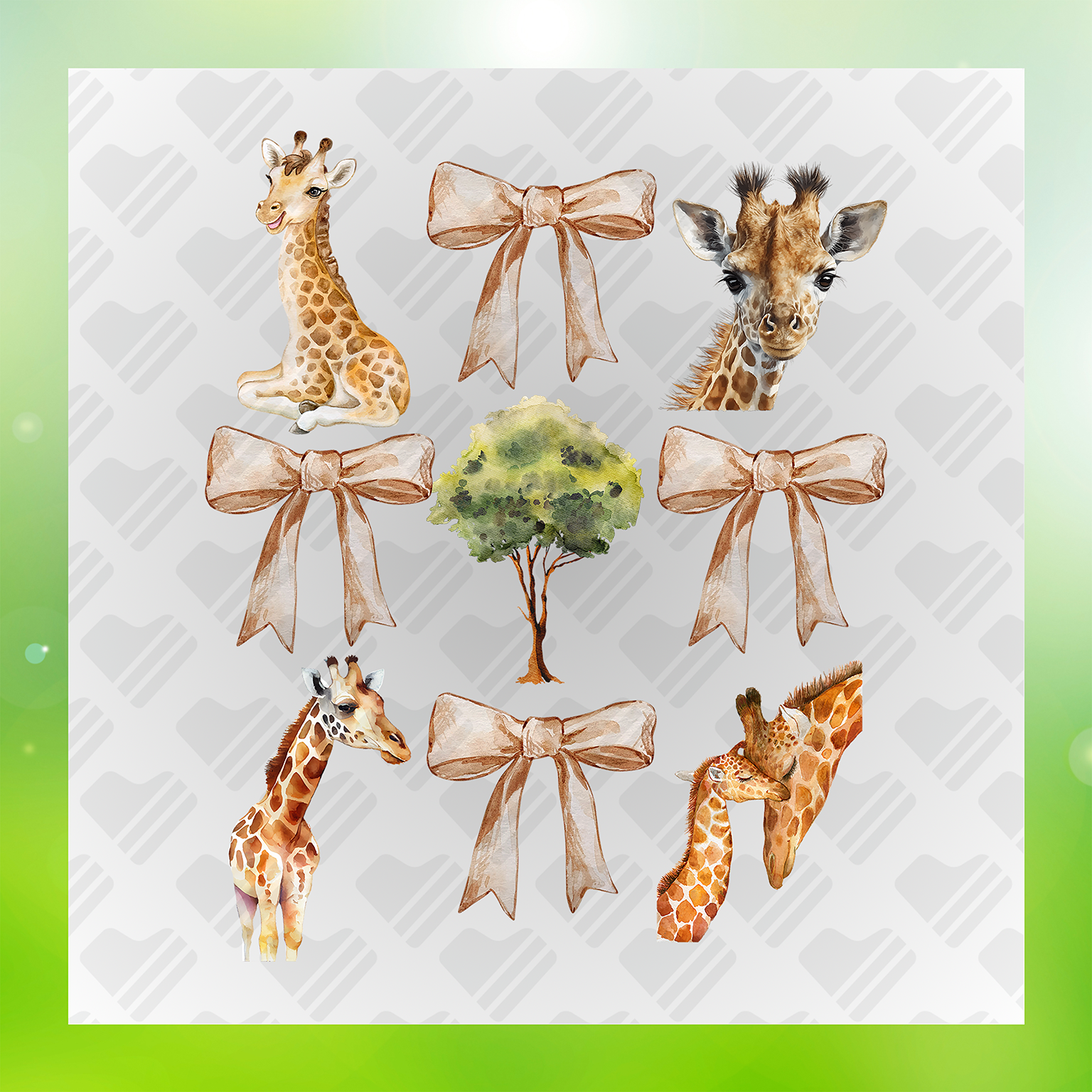 Giraffes And Ribbons Transfer