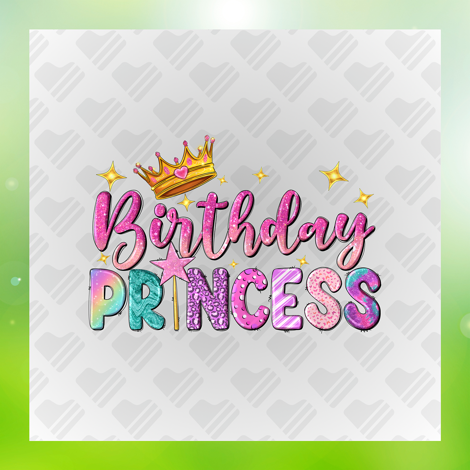 Birthday Princess, Glitter Look, No Mess Transfer