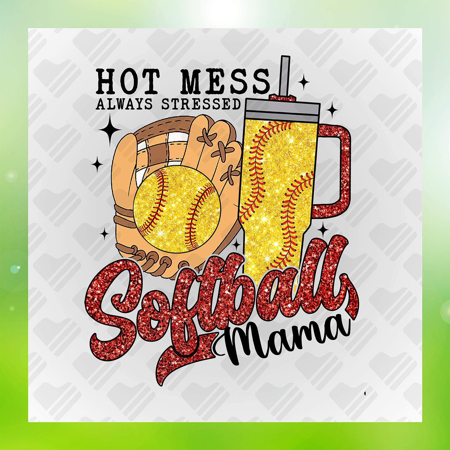 Hot Mess Softball Mama Transfer