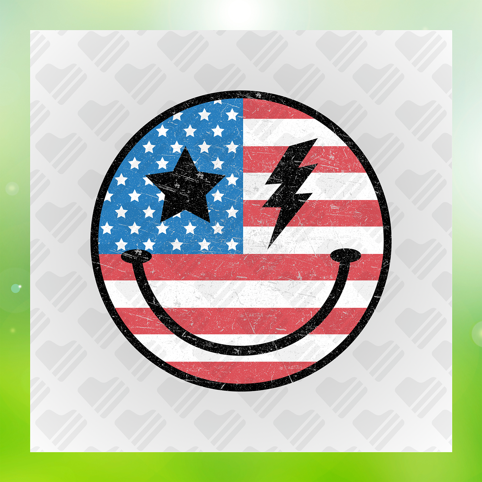 American Flag With Lightning Bolt Transfer