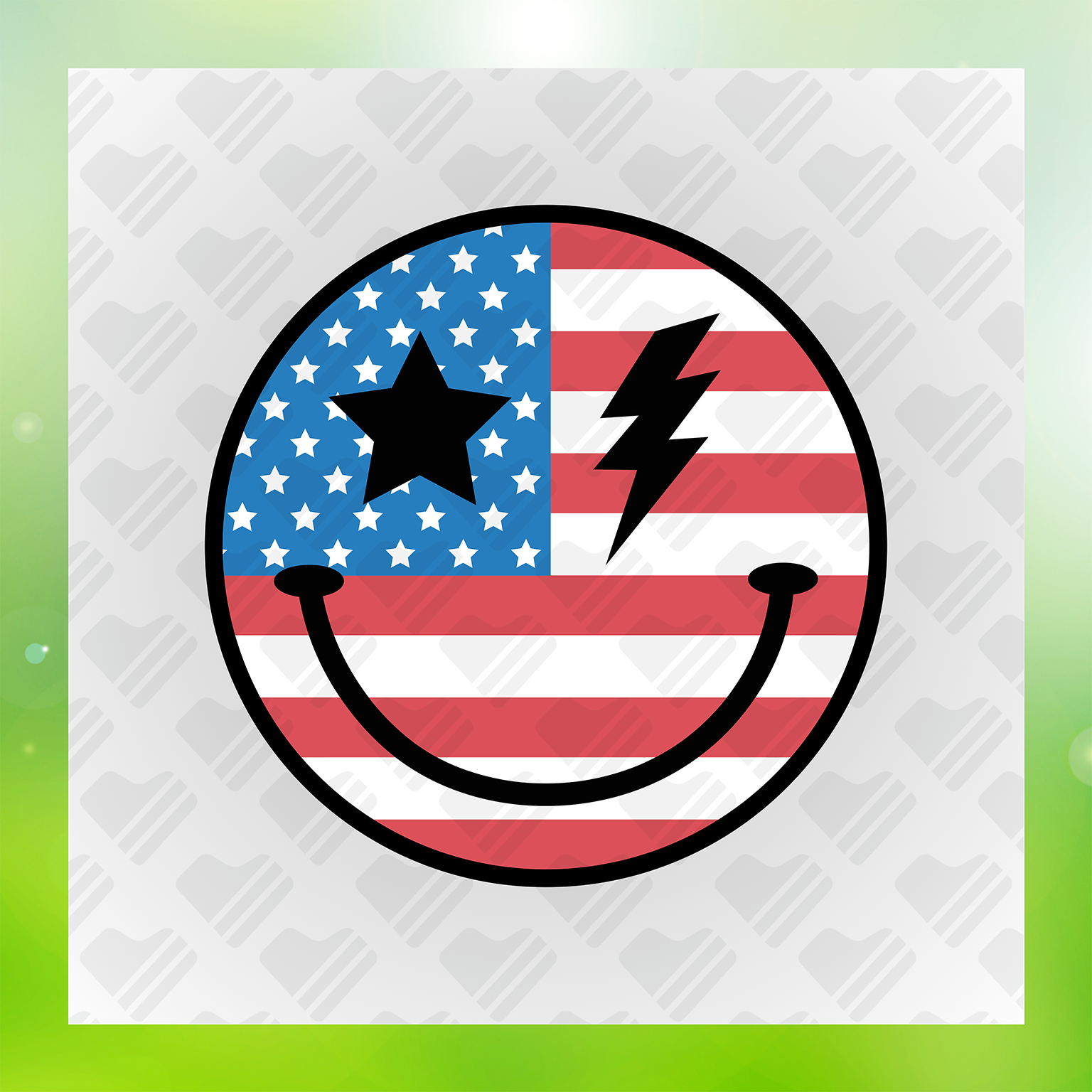American Flag With Lightning Bolt Transfer