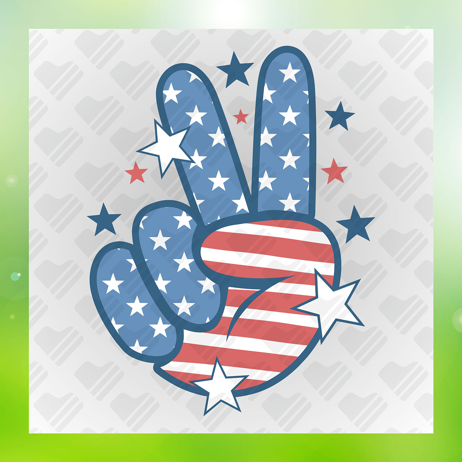 American Flag Peace Sign Transfer