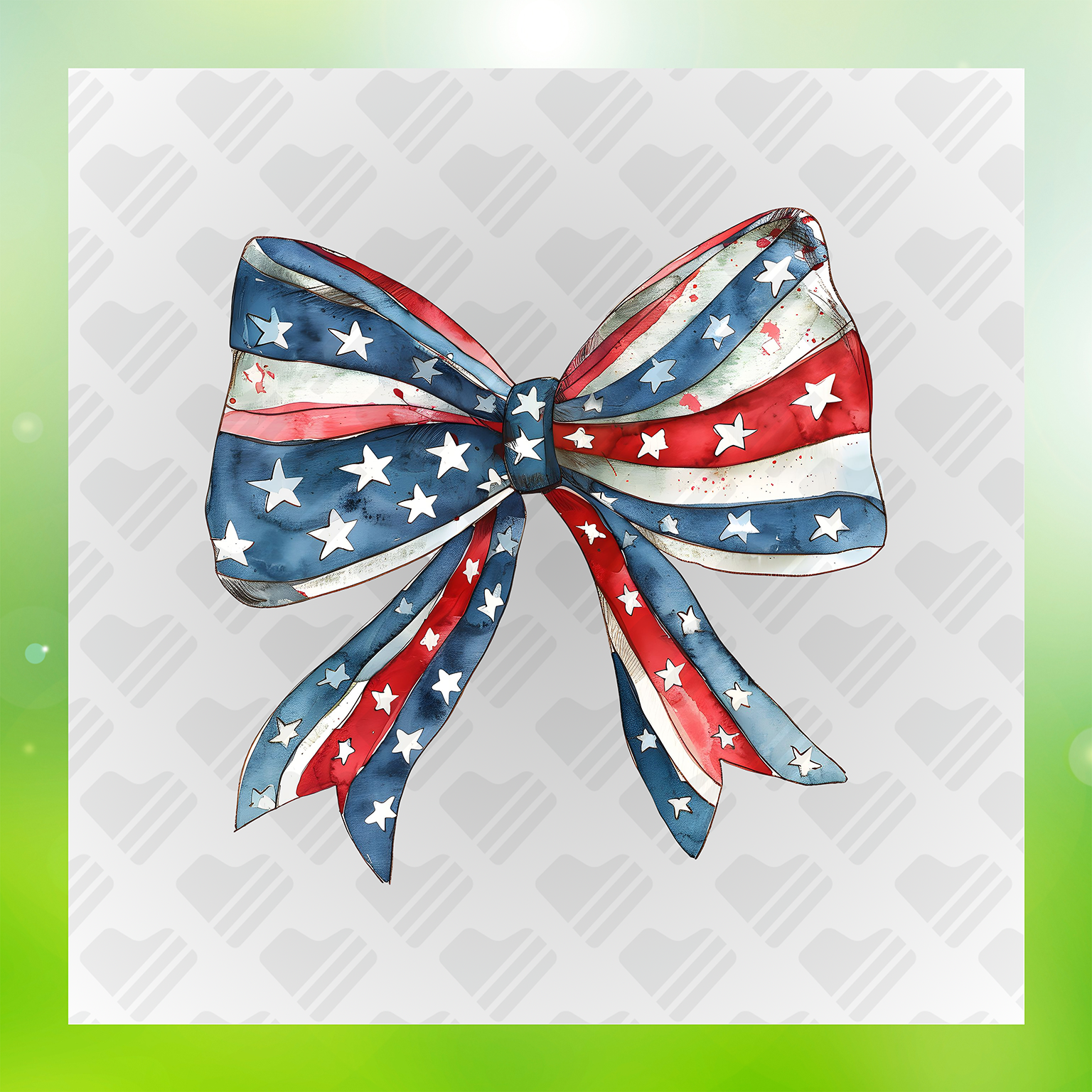 Vintage American Flag Bow Transfer