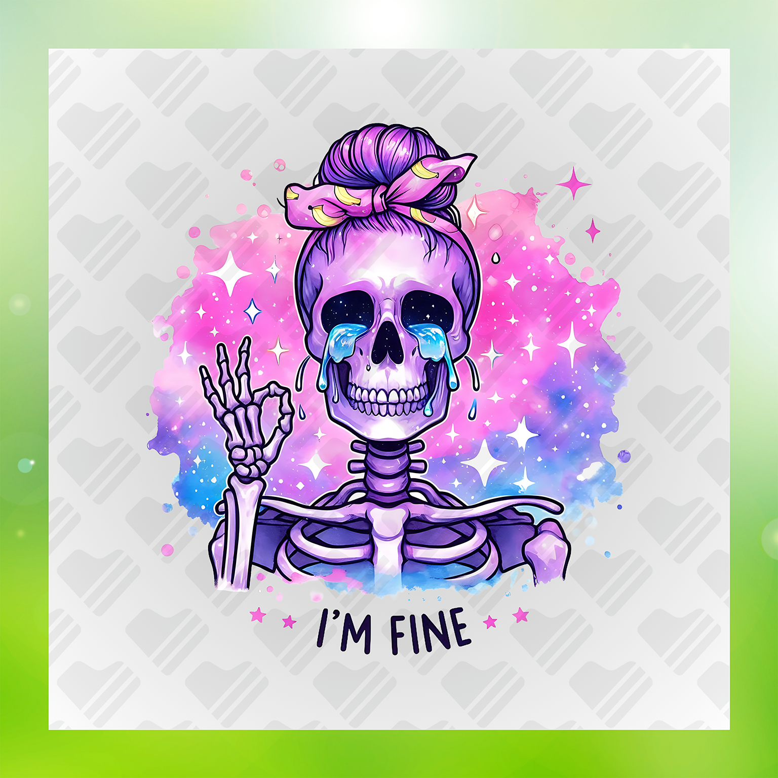 Funny Skeleton I'm Fine Transfer