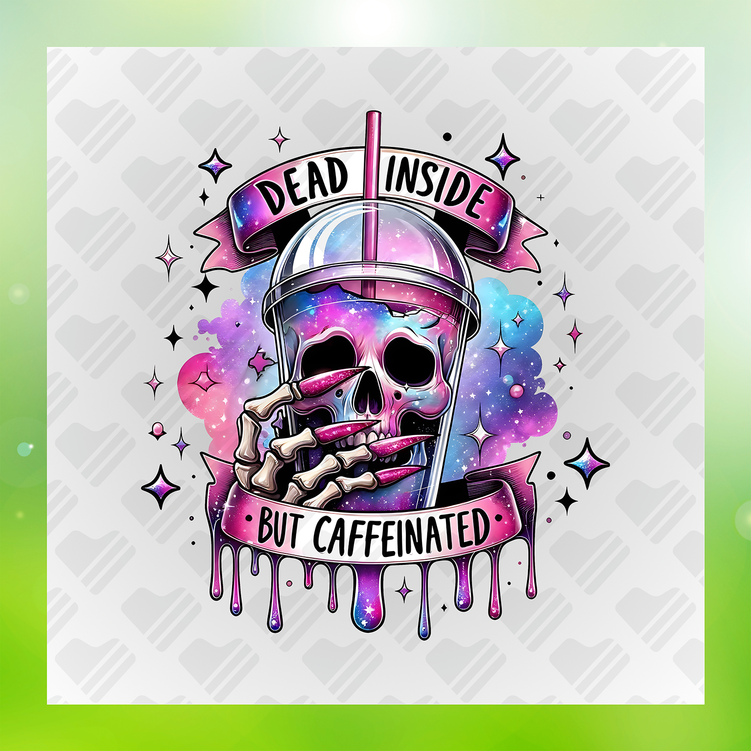 Funny Skull Dead Inside But Caffeinated Transfer