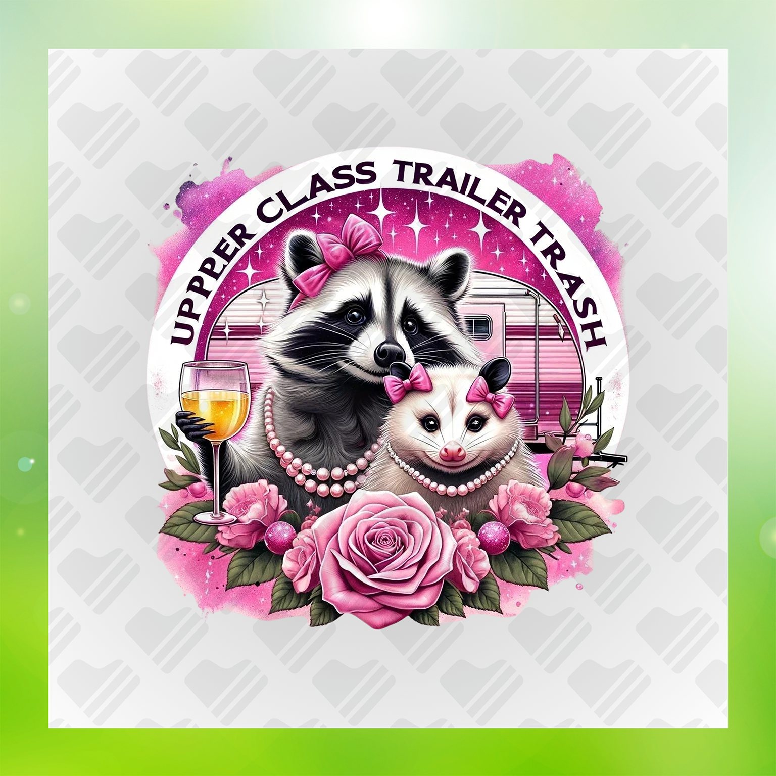 Upper Class Trailer Trash Faux Glitter Transfer