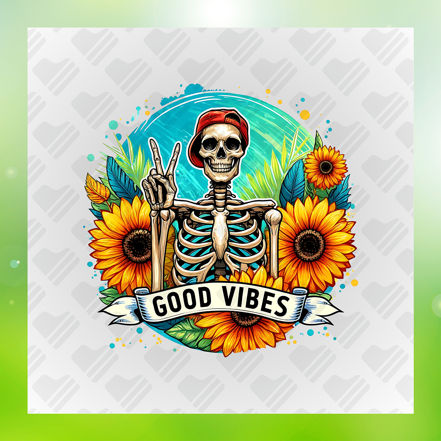Humorous Skeleton Good Vibes Transfer