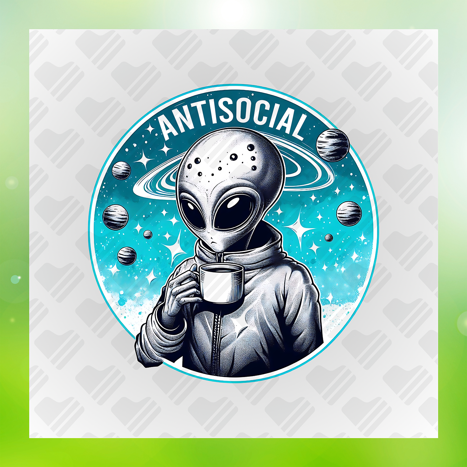 Adult Humorous Alien Design AntiSocial Transfer