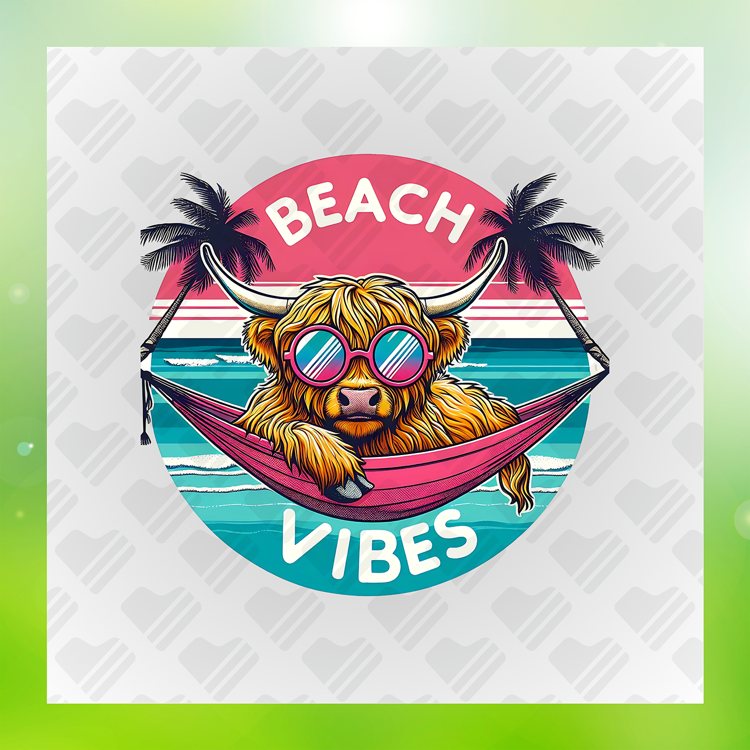 Adult Humor Cow Life, Beach Vibes Transfer