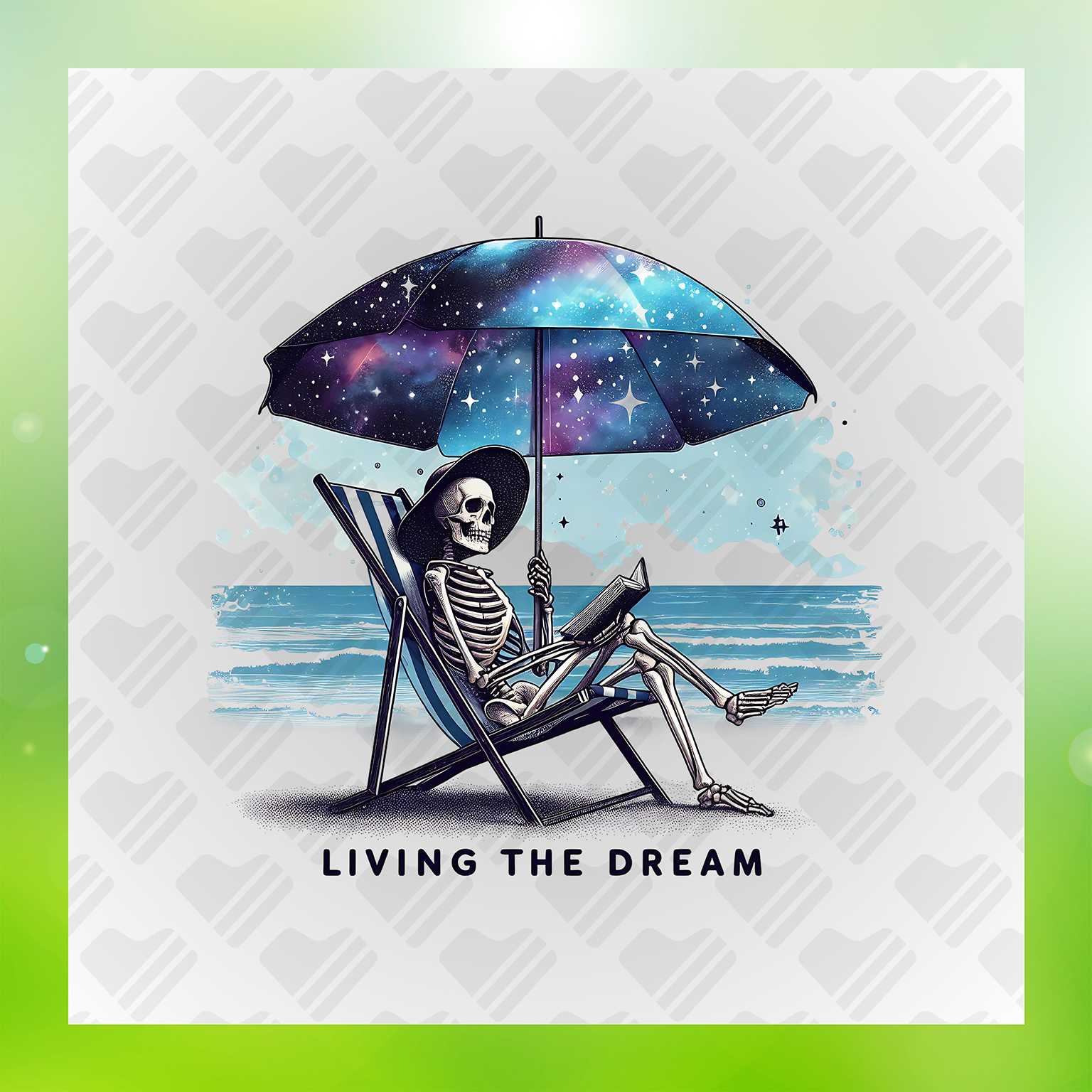 Humorous Skeleton Living The Dream Transfer