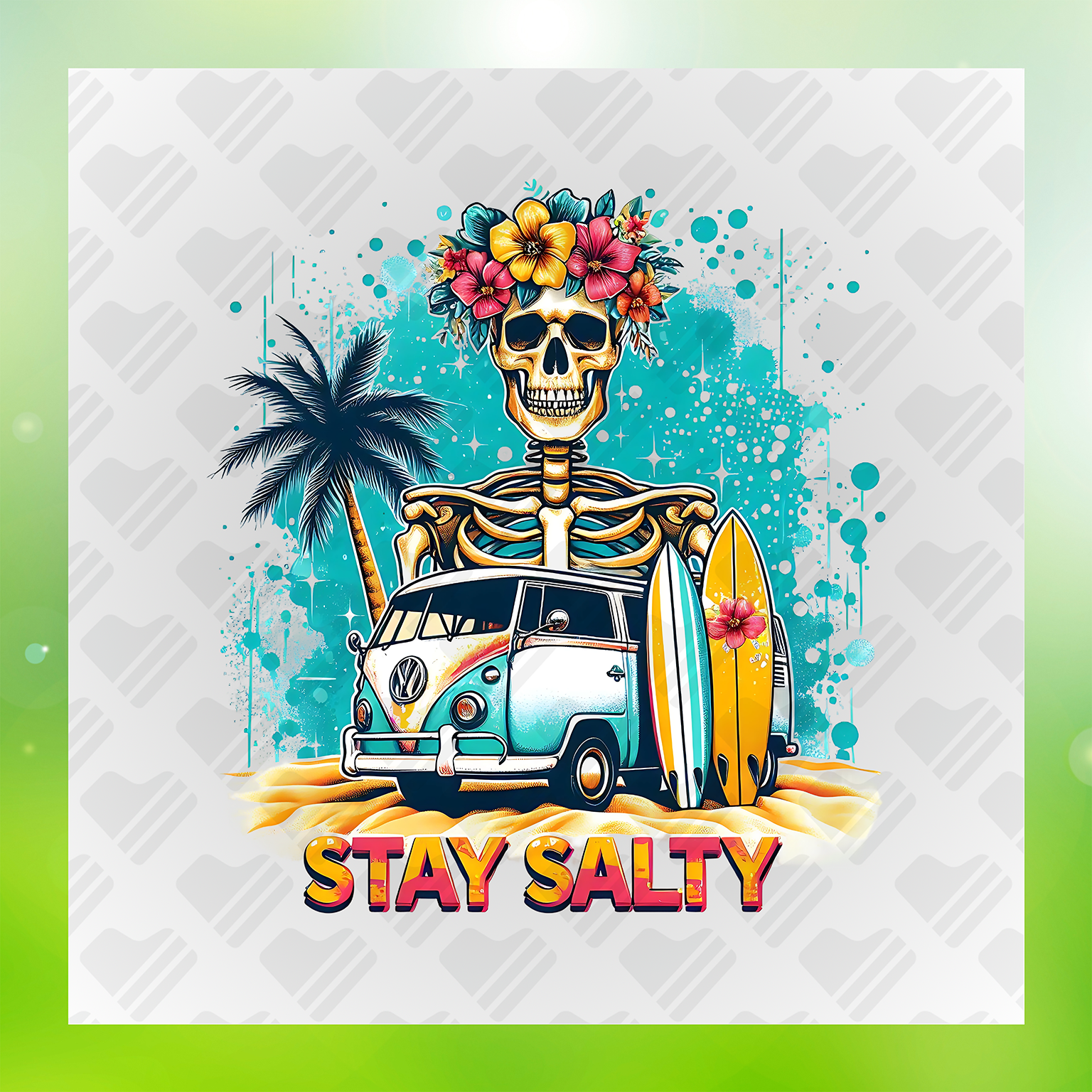 Humorous Skeleton Stay Salty Transfer