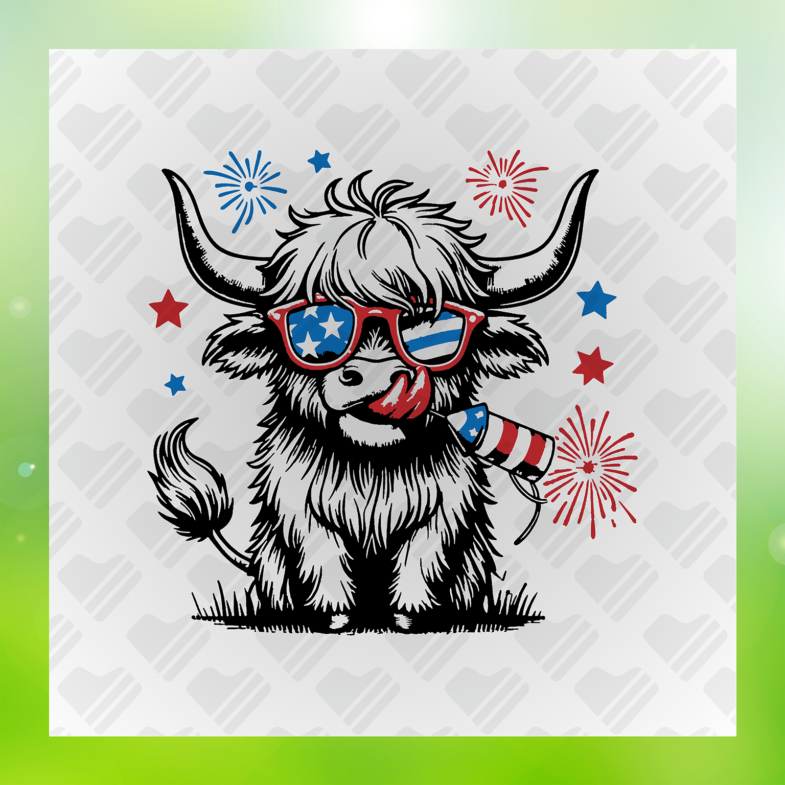 Red White And Blue Stylish Cow Transfer