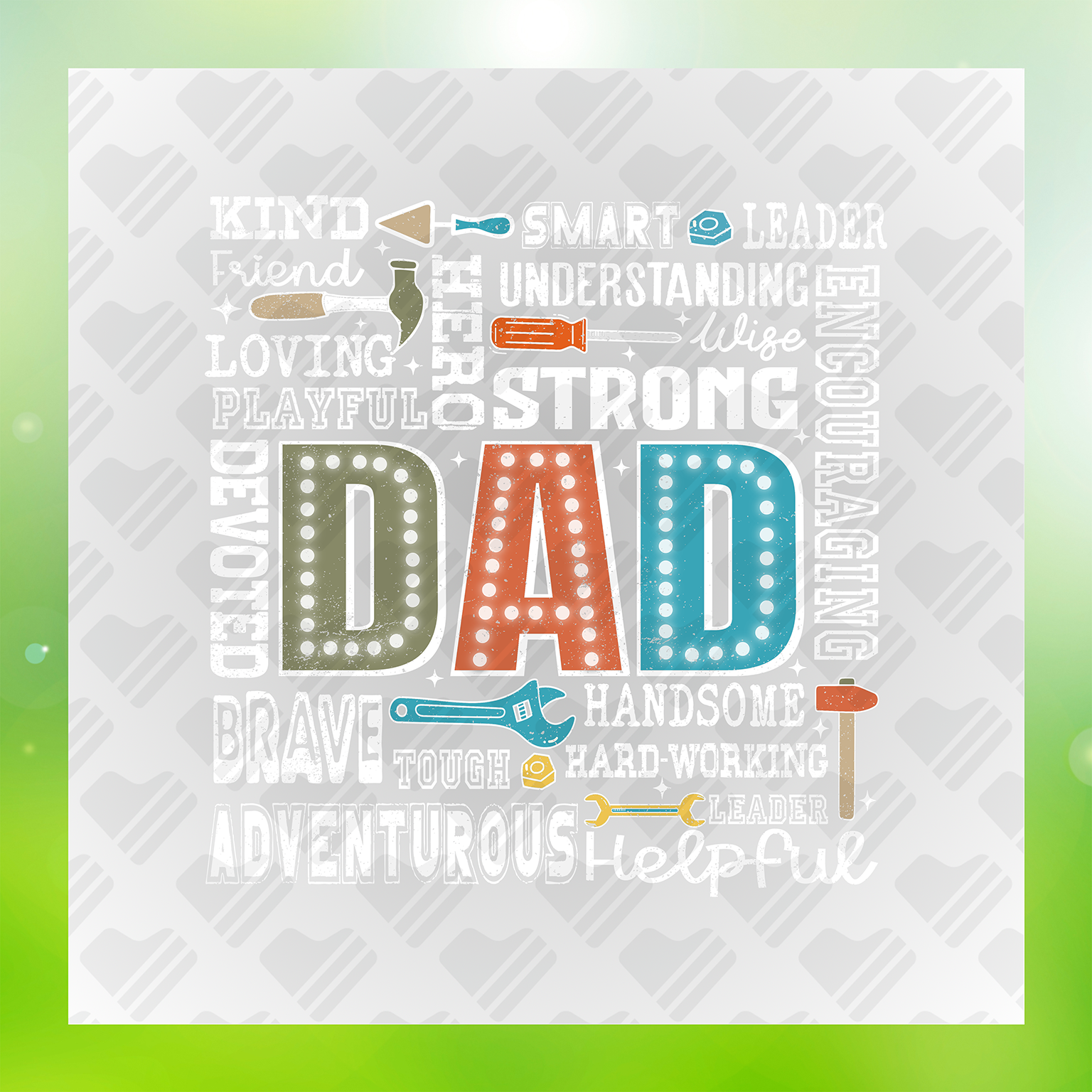 Dad Kind Loving Hero Strong Devoted Adventurous Transfer