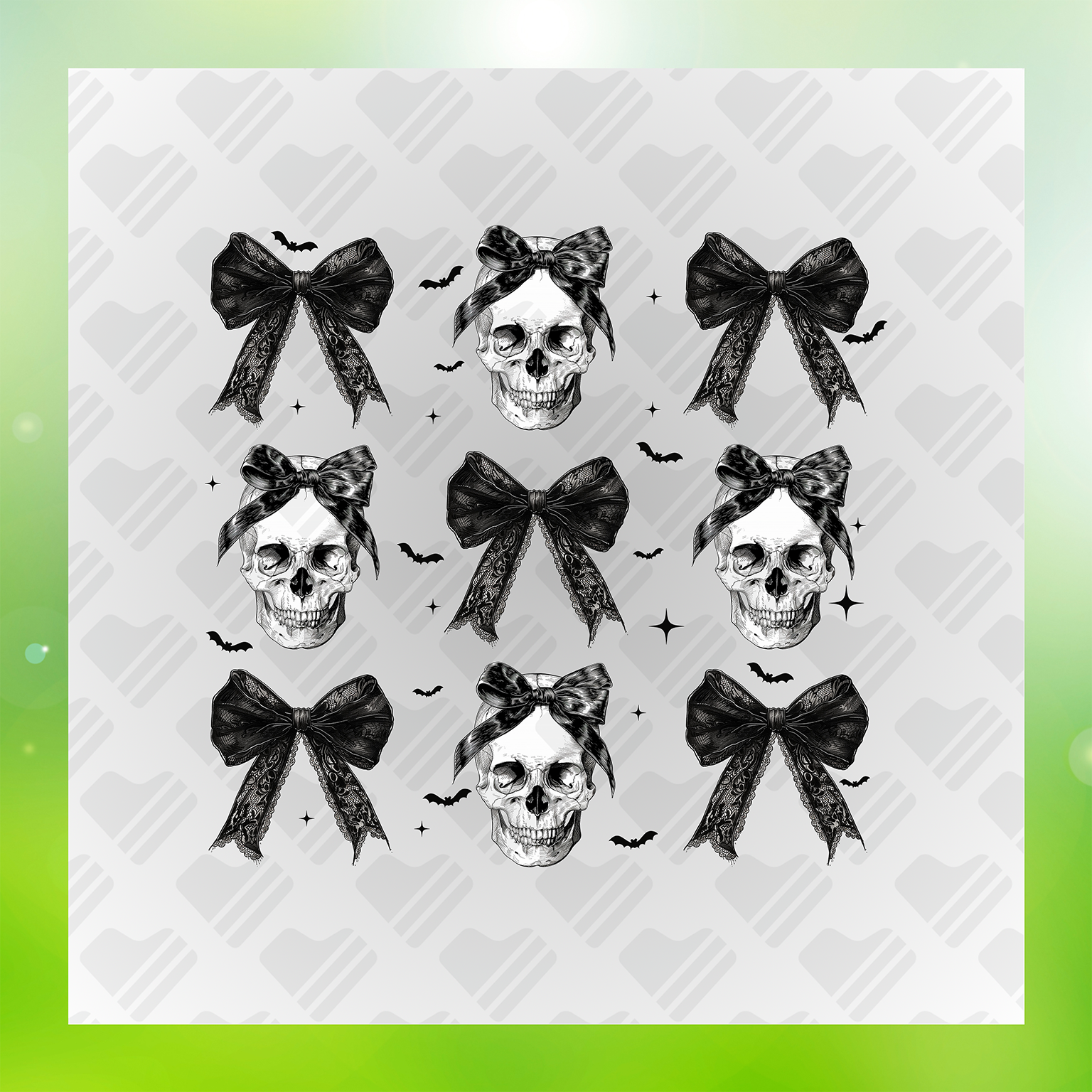 Spooky Decor Skulls And Bows Transfer