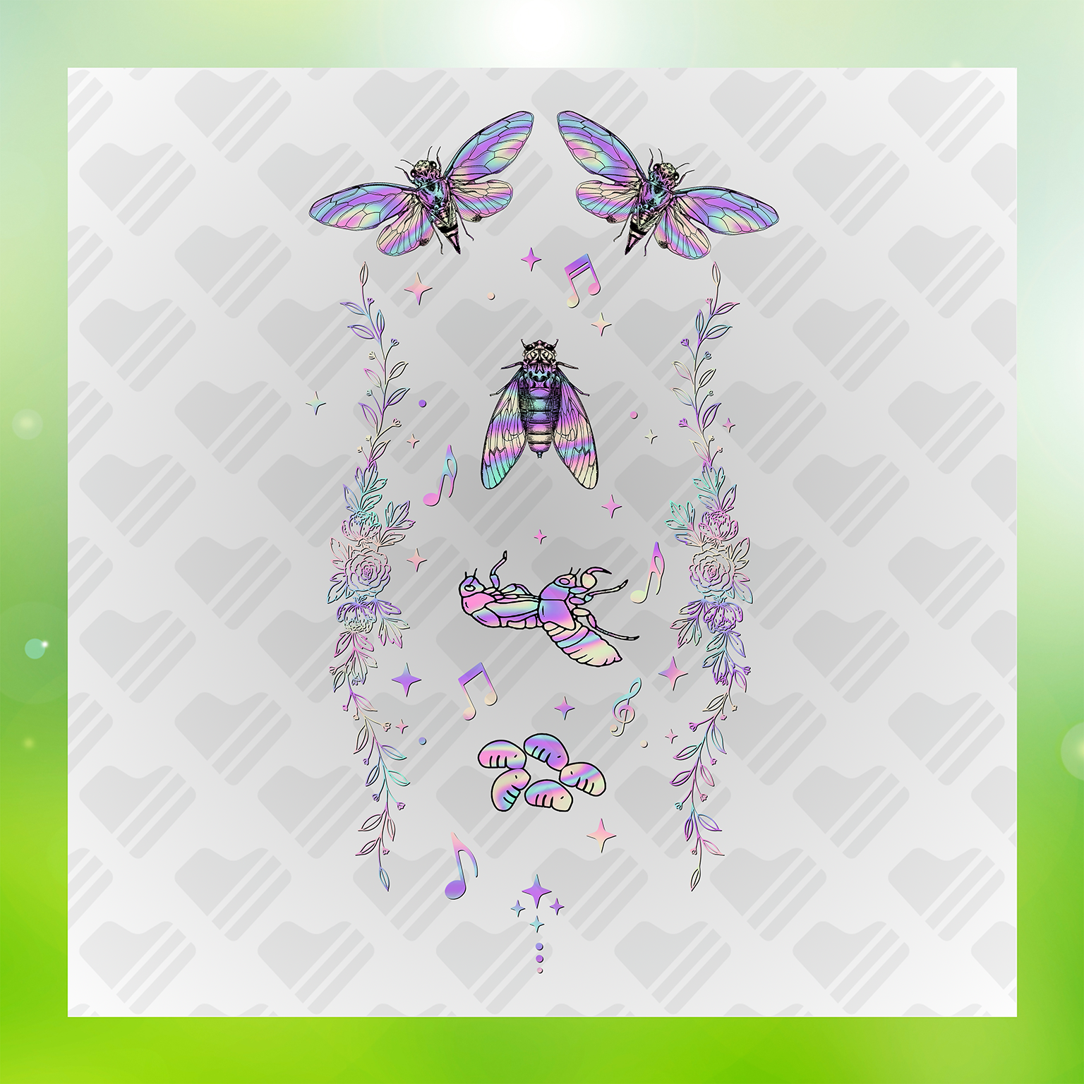 Beautiful Cicadas Transfer