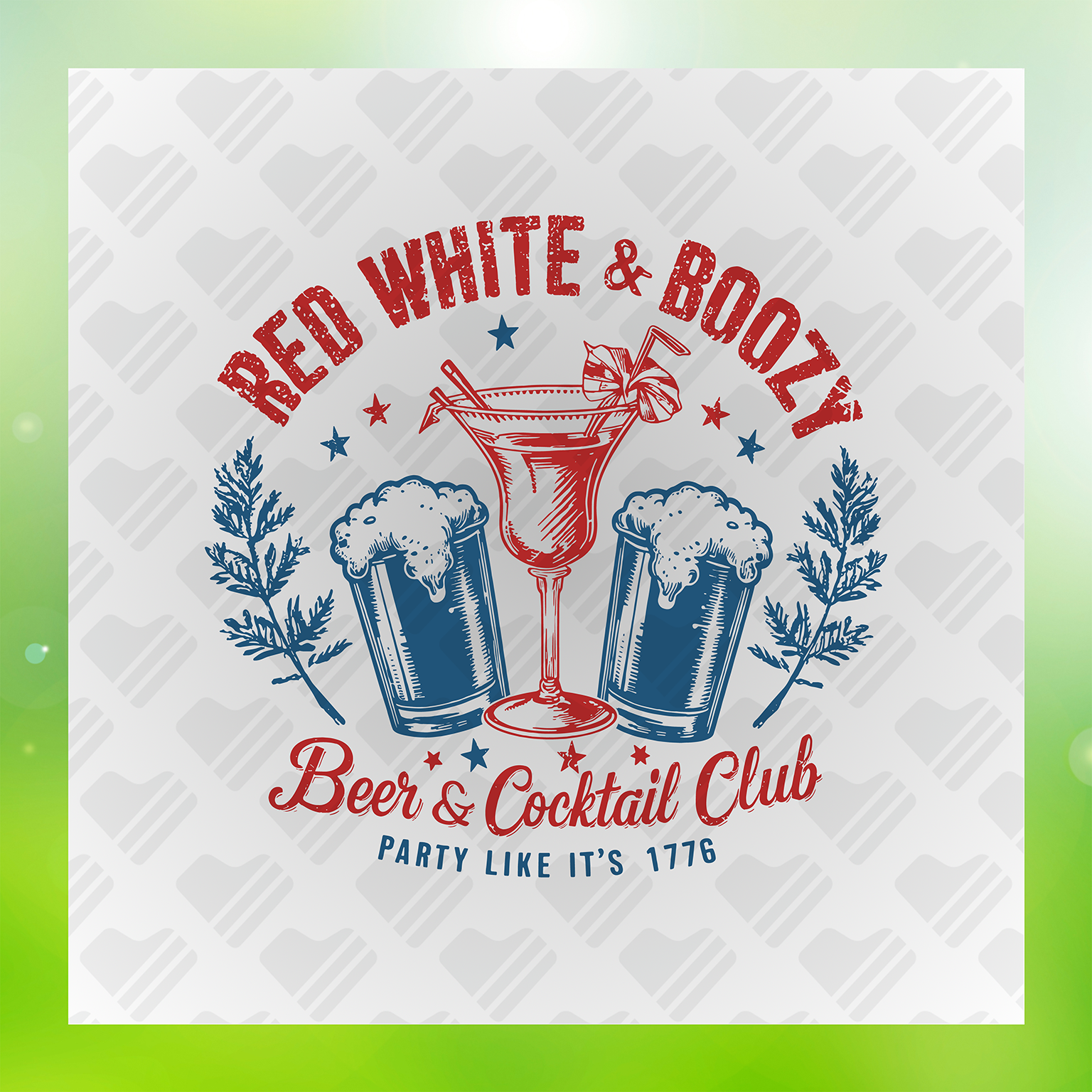 Red White And Boozy Beer And Cocktail Club Transfer