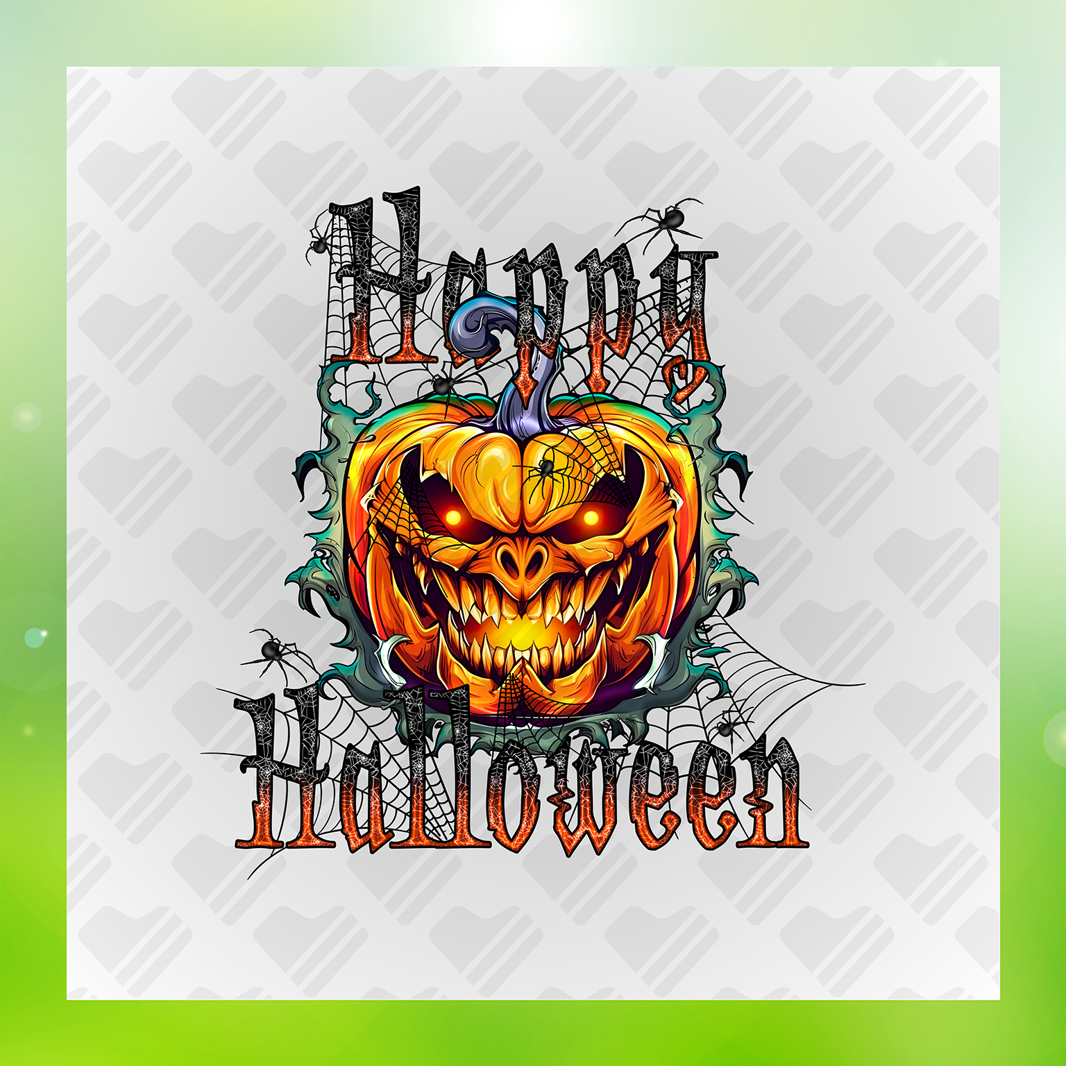 Happy Halloween Spooky Pumpkin Transfer