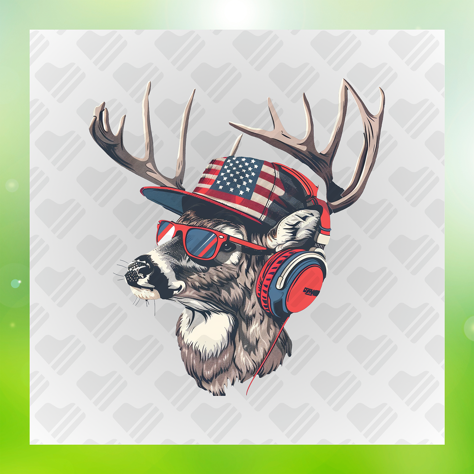 Hipster Patriotic Deer Transfer