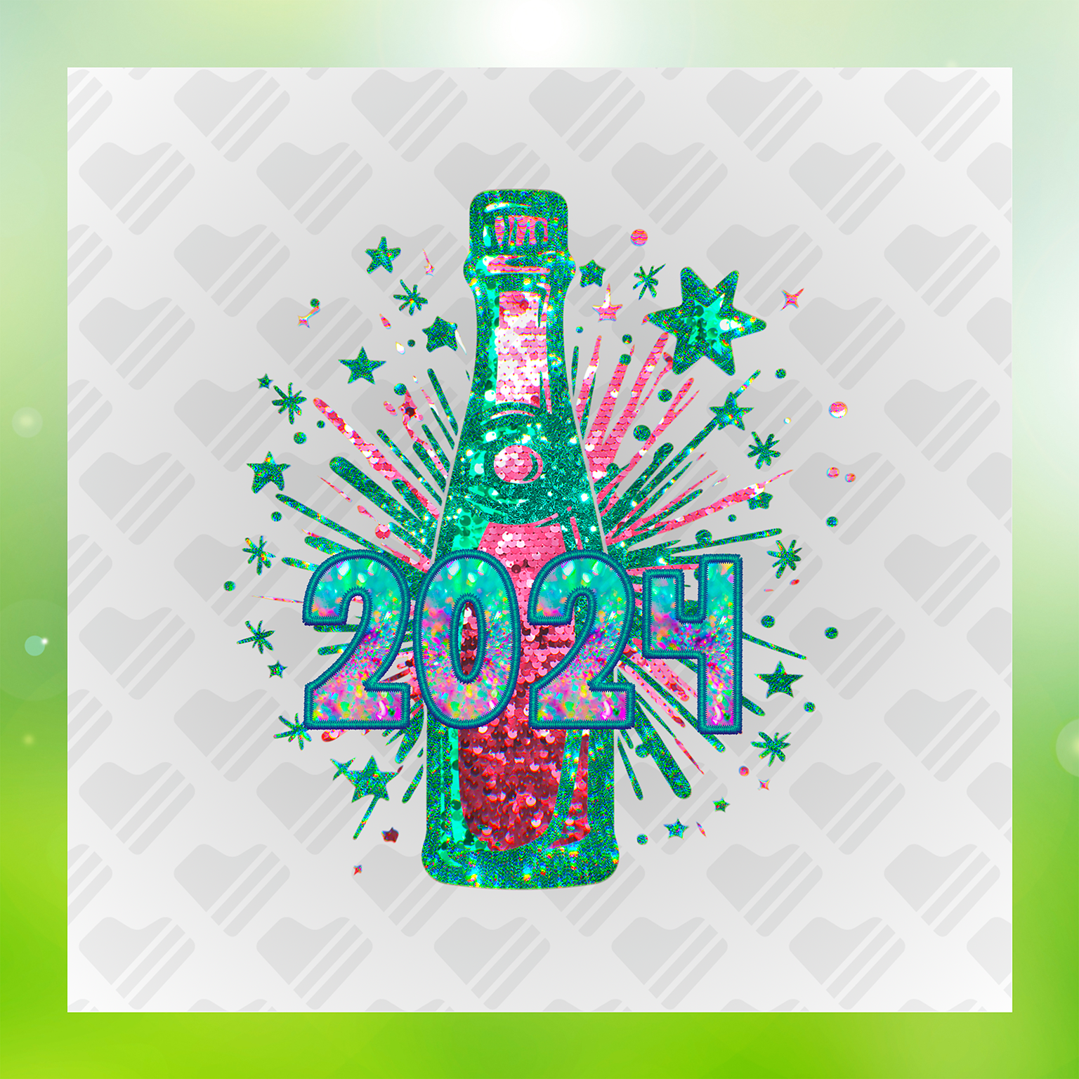 No Mess New Year Design Glittery Transfer