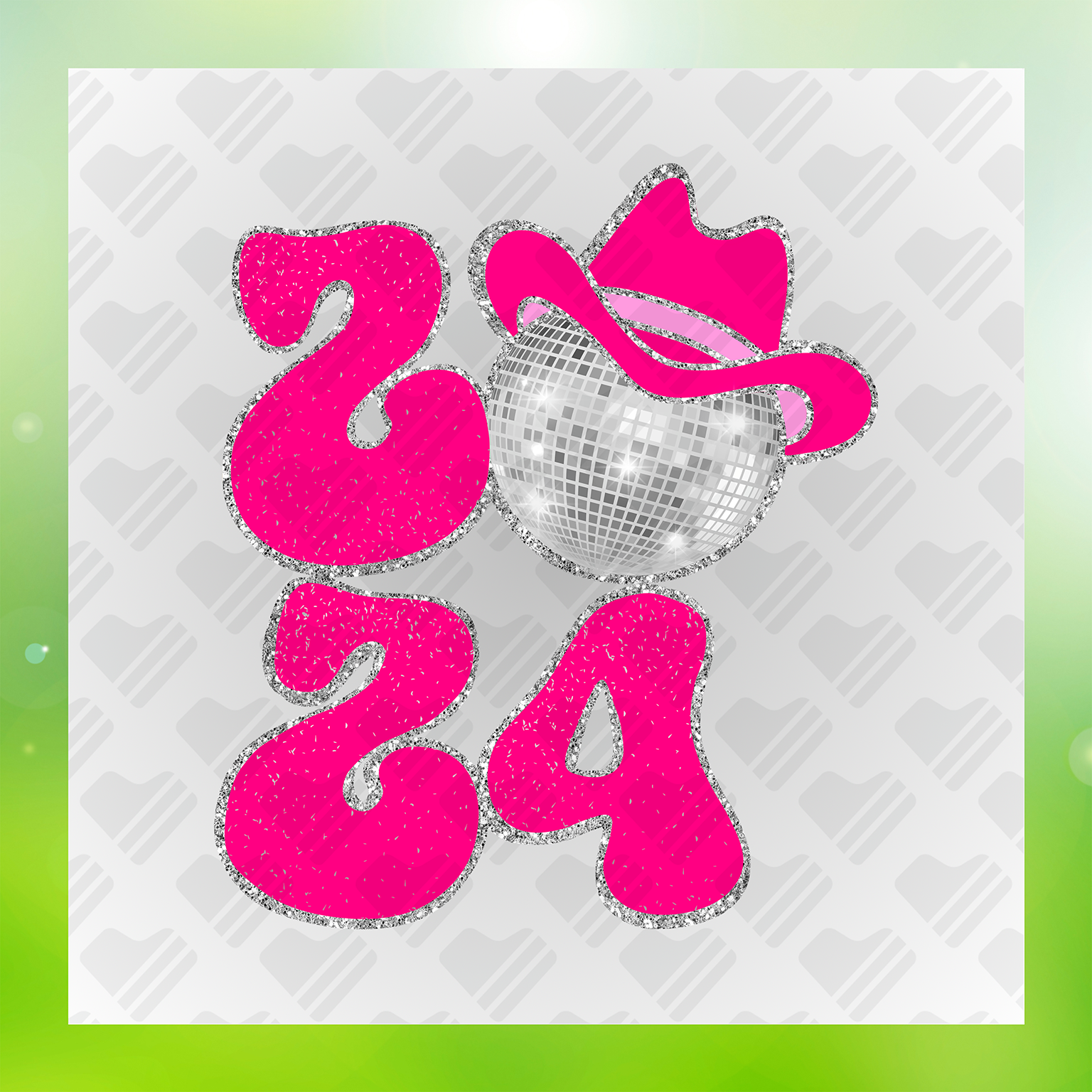 No Mess New Year Design Faux Glitter Transfer