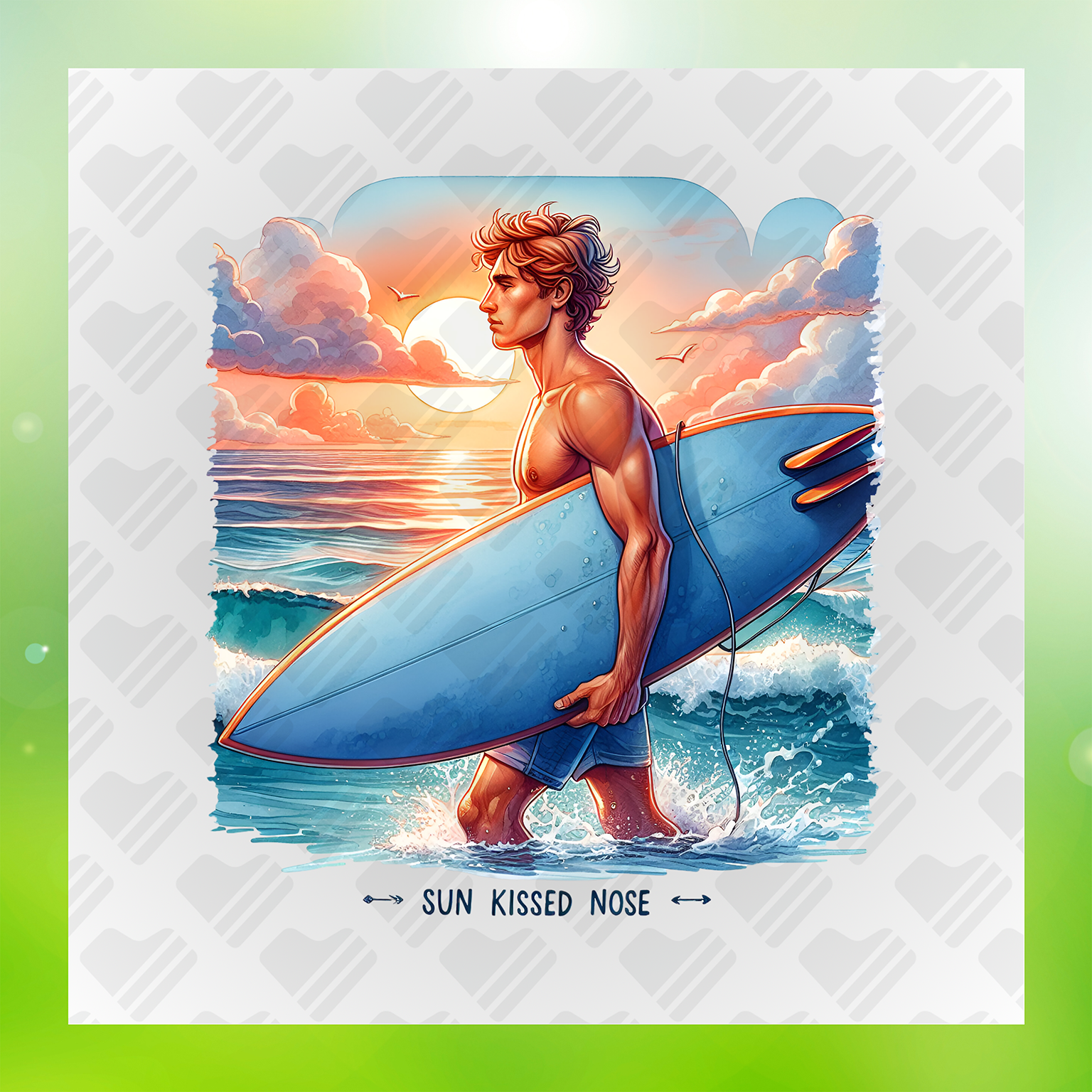 Warm Weather Mermaid Life Sea Goddess at Sunset, Transfer