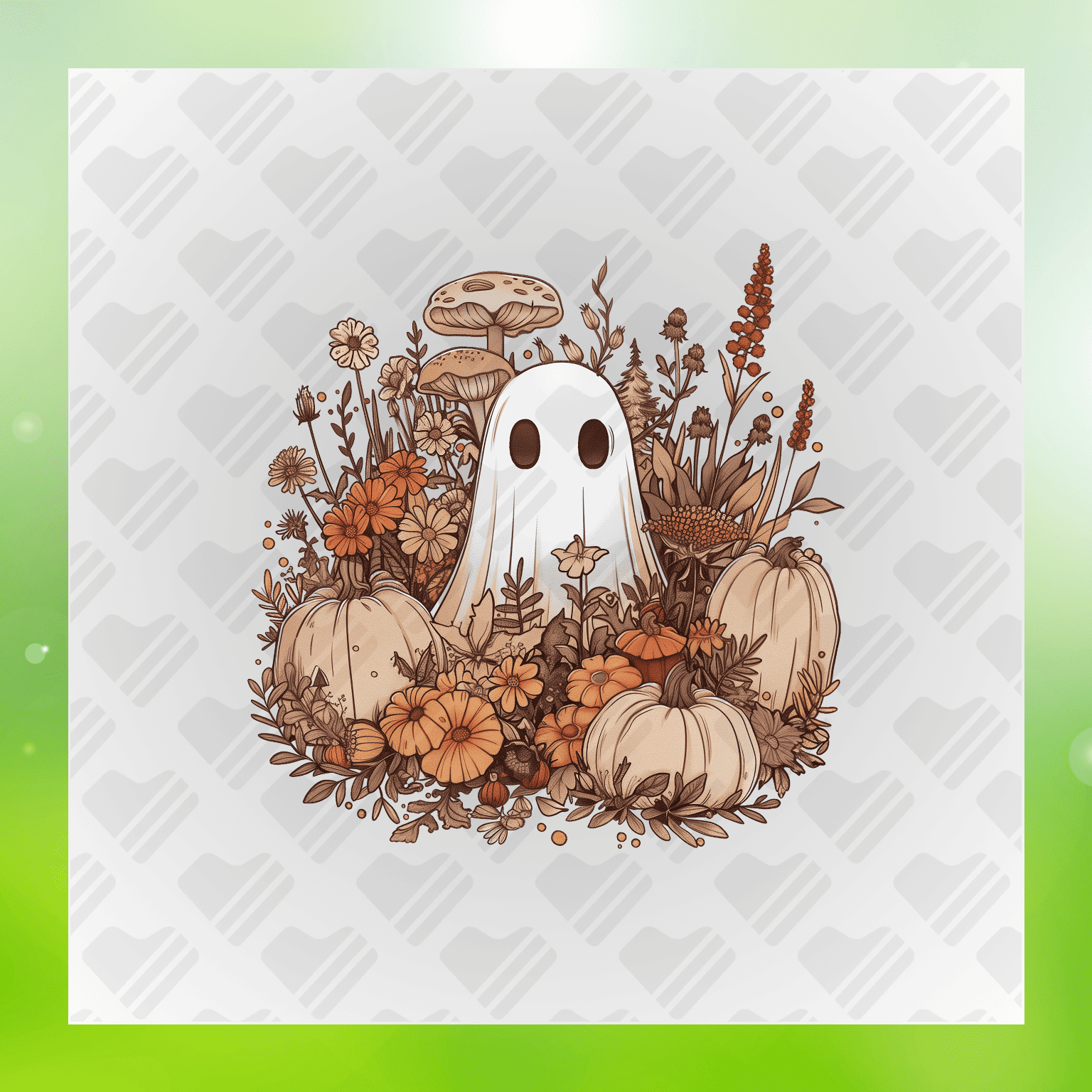 Halloween Whisper Hiding In The Bushes With Pumpkins Transfer