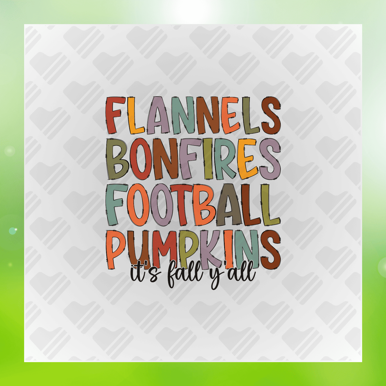 Flannels Bonfires Football Pumpkins Transfer