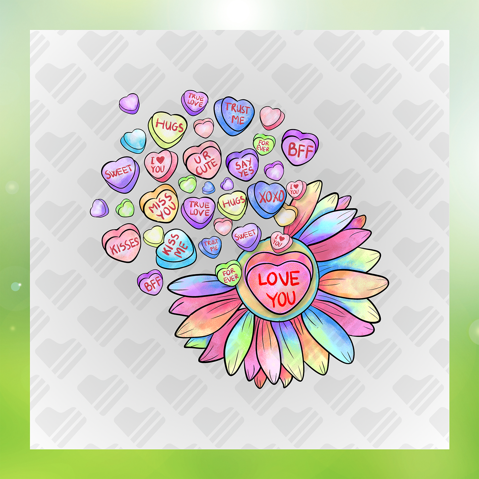 Heart & Flower I Love You Transfer