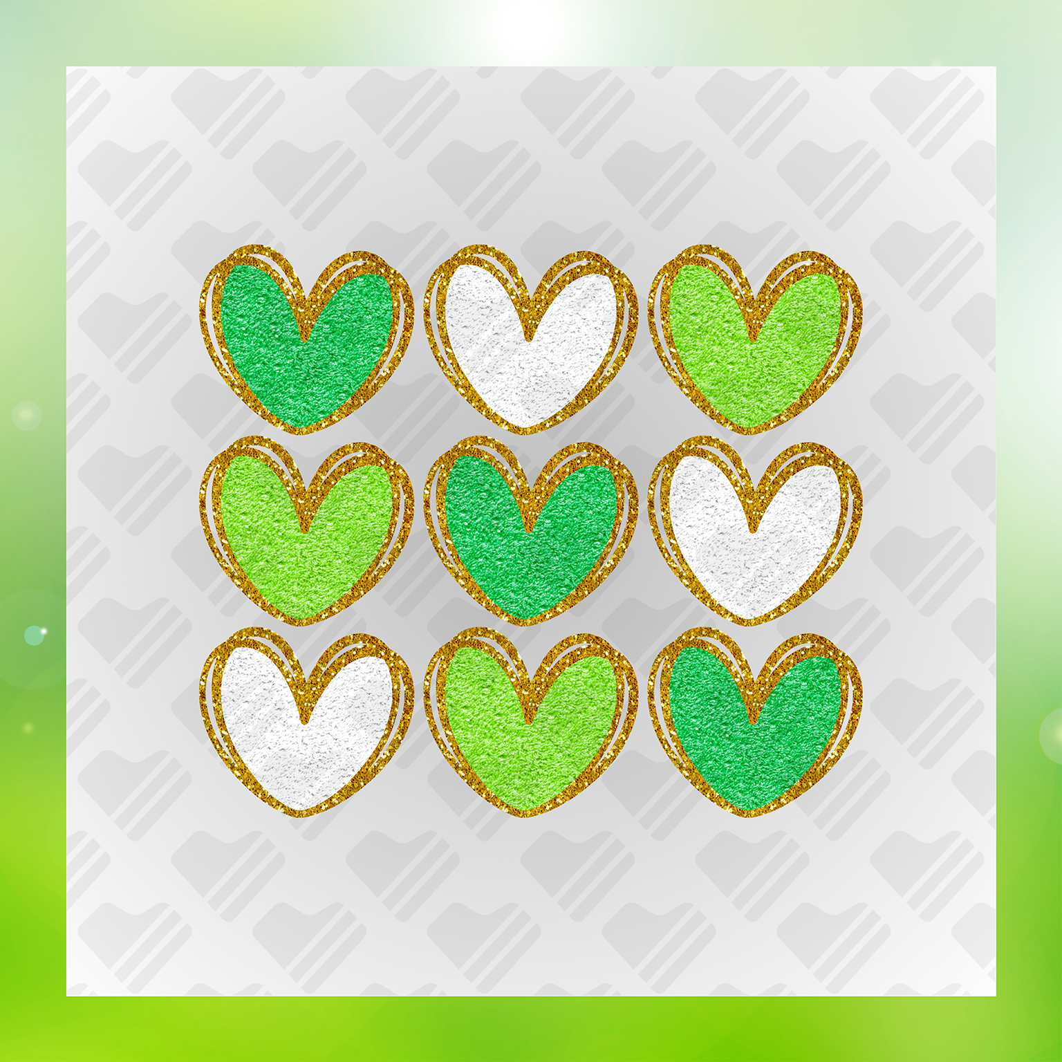 Glitter Look, No Mess Hearts Transfer