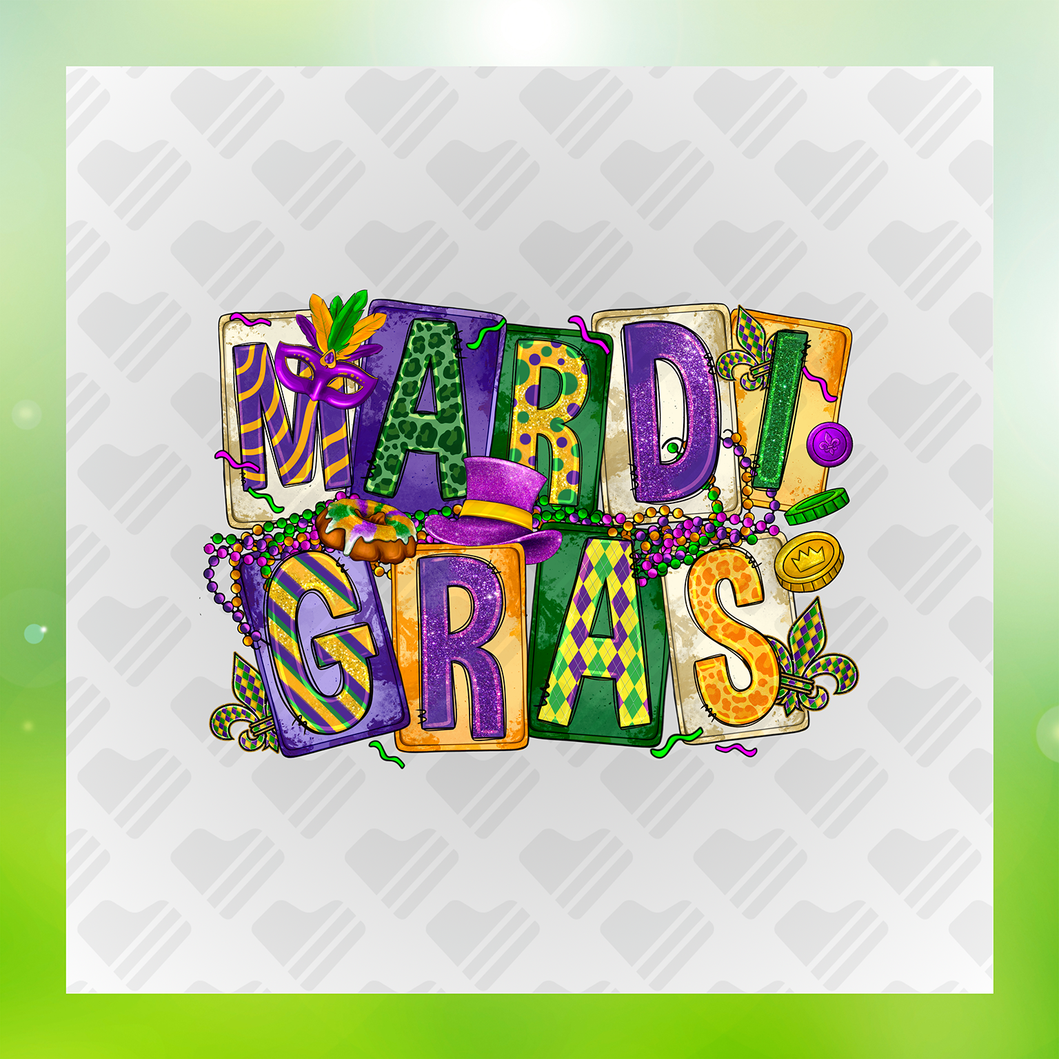 Mardi Gras Glitter Design Transfer