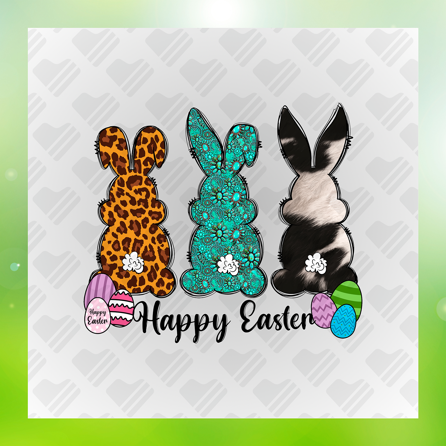 Three Easter Bunnies Transfer