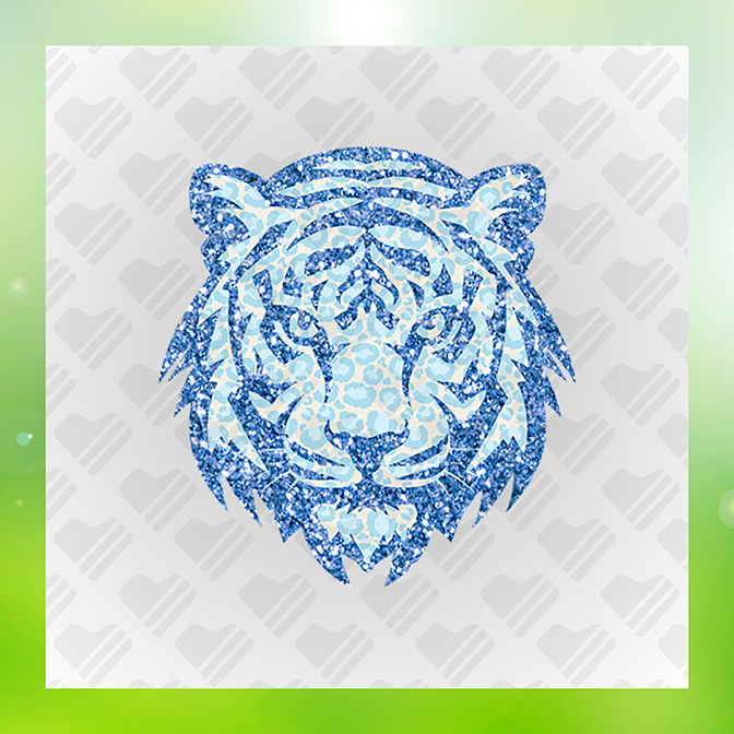 Faux Glitter Blue Tiger Sticker